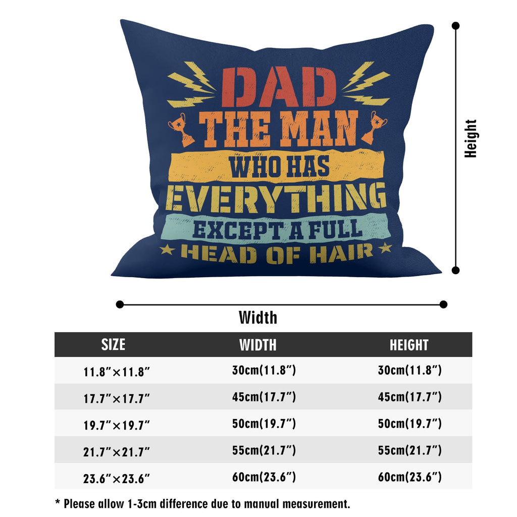 Dad, The Man Who Has Everything, Except A Full Head Of Hair Cushion Cover Cushion Cover Dad Printed Offshore