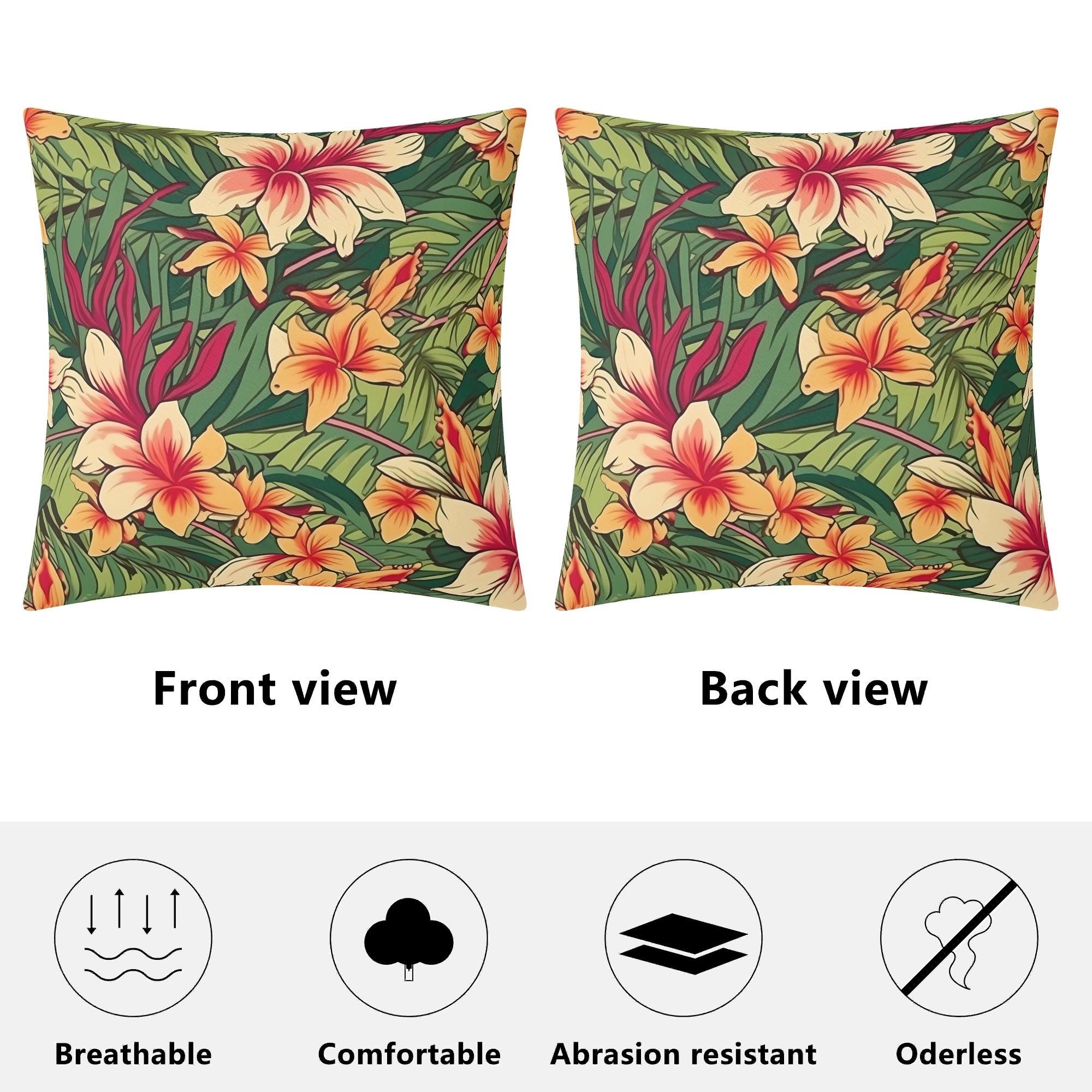Vintage Hawaiian Floral Cushion Cover Cushion Cover Plants Printed Offshore