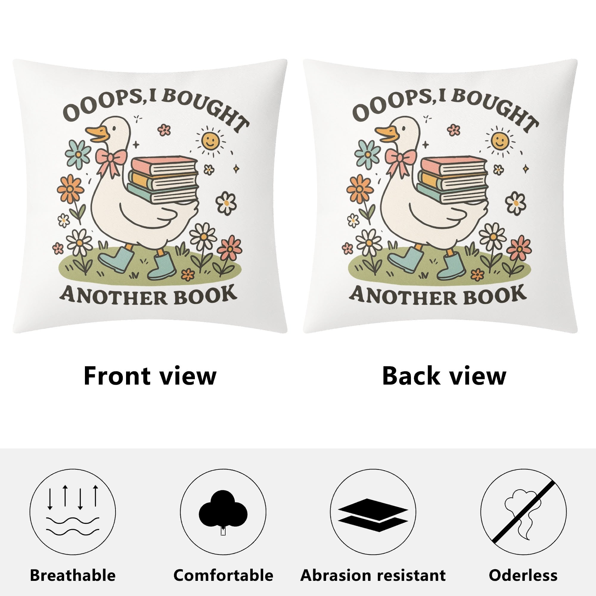 Oops, I Bought Another Book, Goose Cushion Cover Cushion Cover animal Printed Offshore Reading