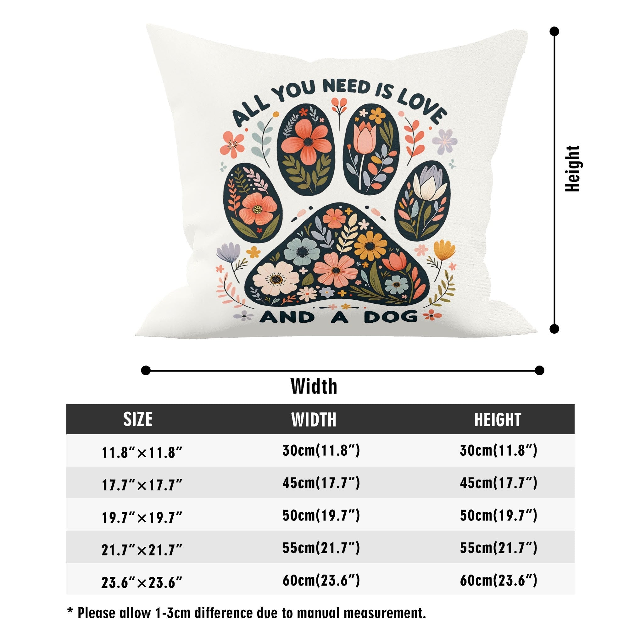 All You Need Is Love And A Dog - Cushion Cover Cushion Cover animal Printed Offshore