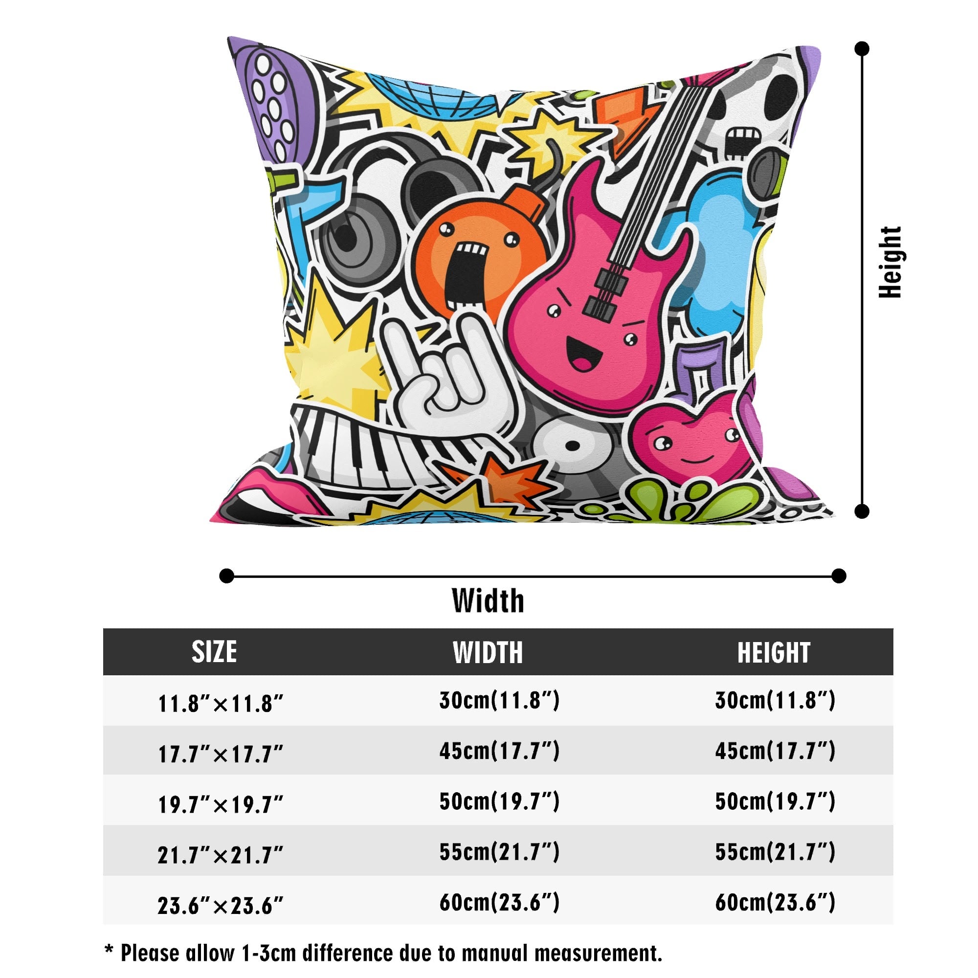 Sticker Music - Cushion Cover Cushion Cover Music Printed Offshore