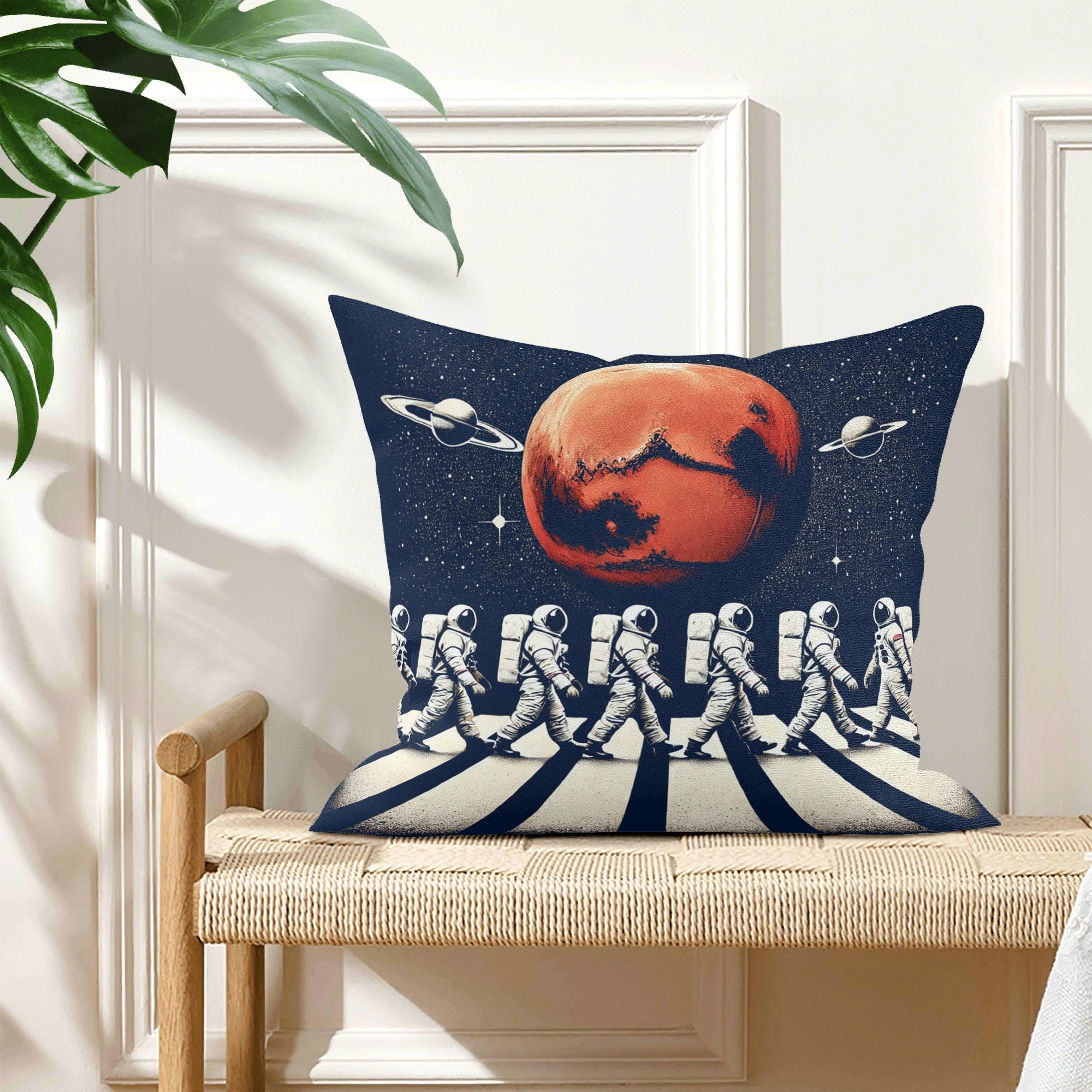 Astronaut Zebra Crossing - Cushion Cover Cushion Cover Music Printed Offshore Space