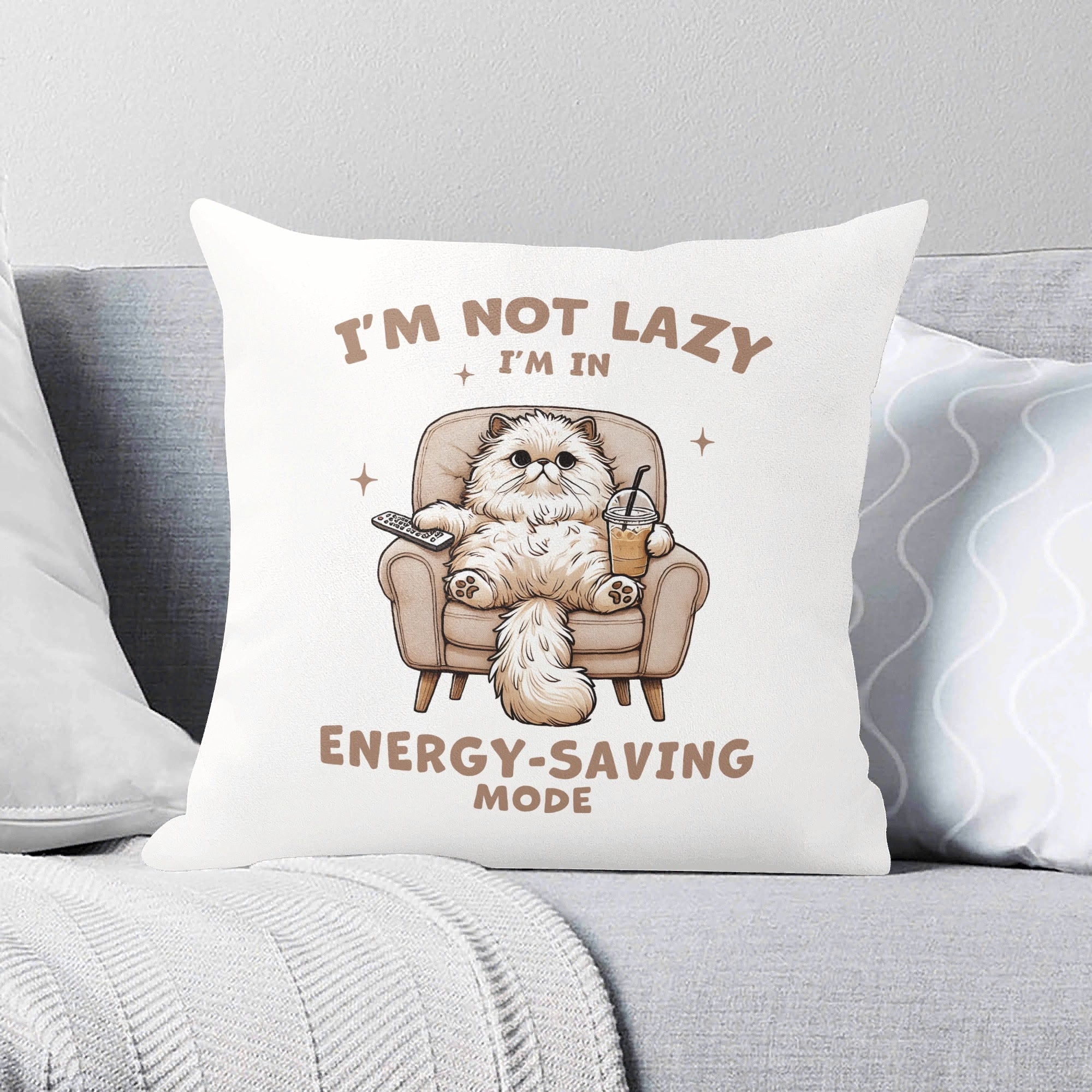 Im Not Lazy, Im In Energy Saving Mode, Cat - Cushion Cover 2XL Cushion Cover animal Printed Offshore