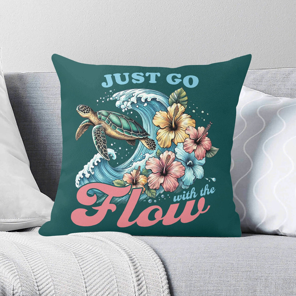 Just Go With The Flow, Turtle - Cushion Cover 2XL Cushion Cover animal Ocean Printed Offshore