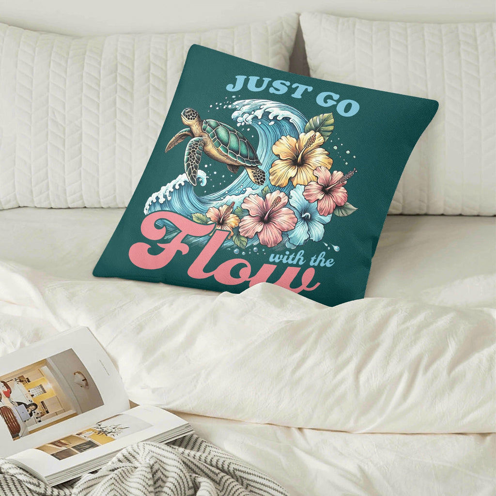 Just Go With The Flow, Turtle - Cushion Cover Cushion Cover animal Ocean Printed Offshore