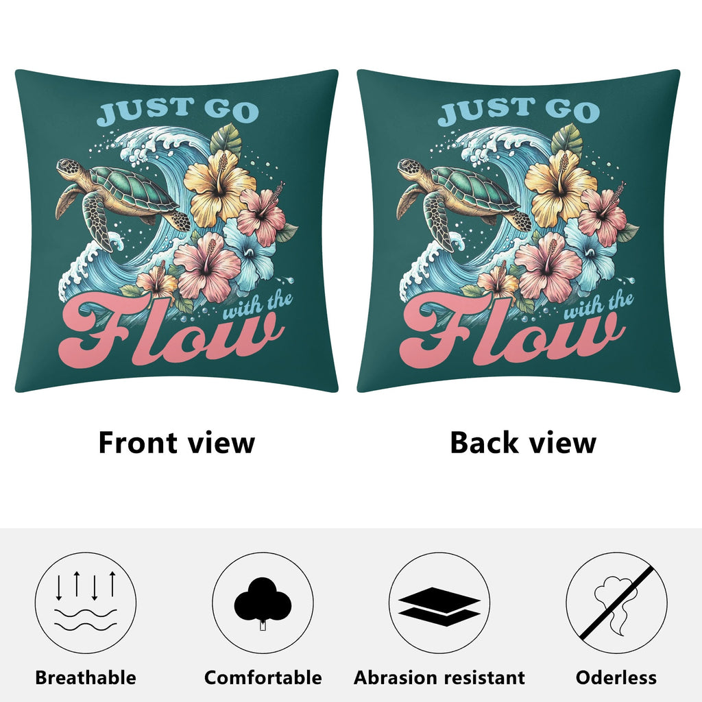 Just Go With The Flow, Turtle - Cushion Cover Cushion Cover animal Ocean Printed Offshore