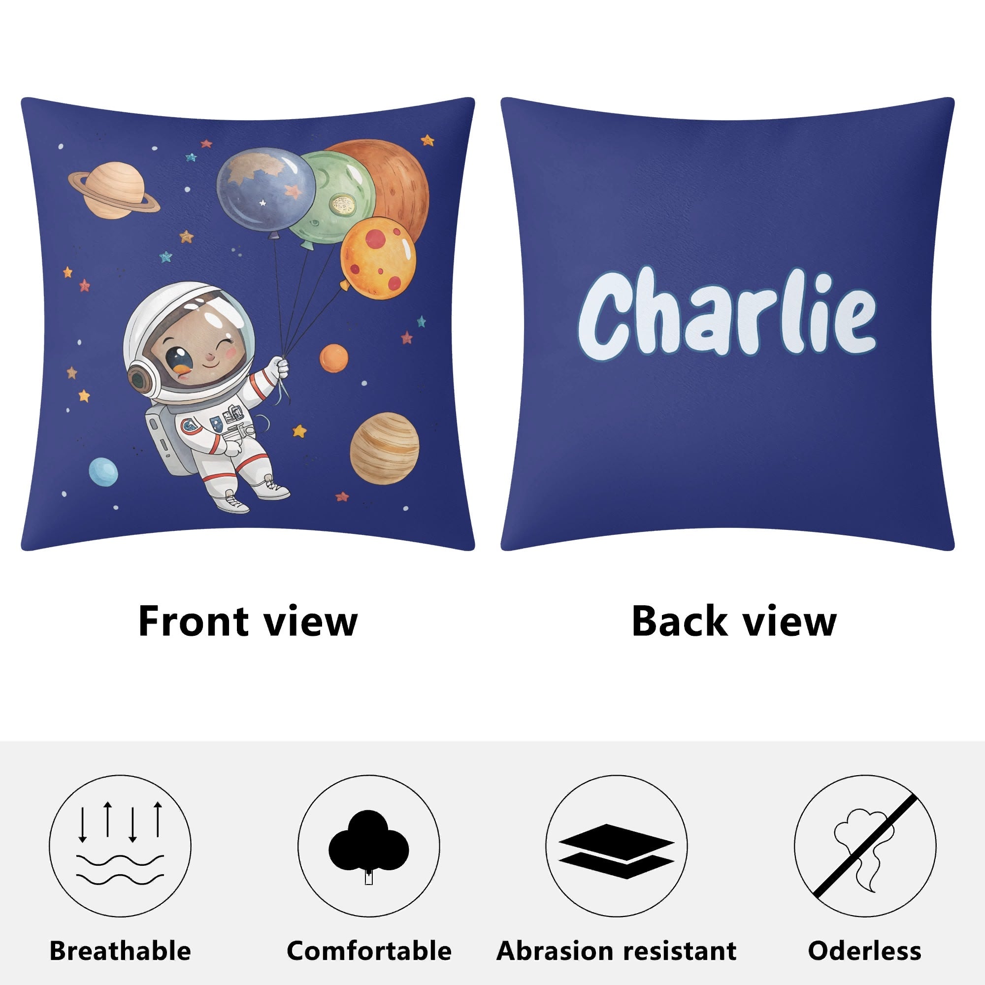 Personalised Astronaut With Balloon Planets Cushion Cover Personalised Cushion Cover Printed Offshore Space