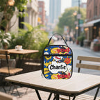 Personalised Comic Book Blue Insulated School Lunch Bag Default Title Personalised Lunch Bag Comic Printed Offshore