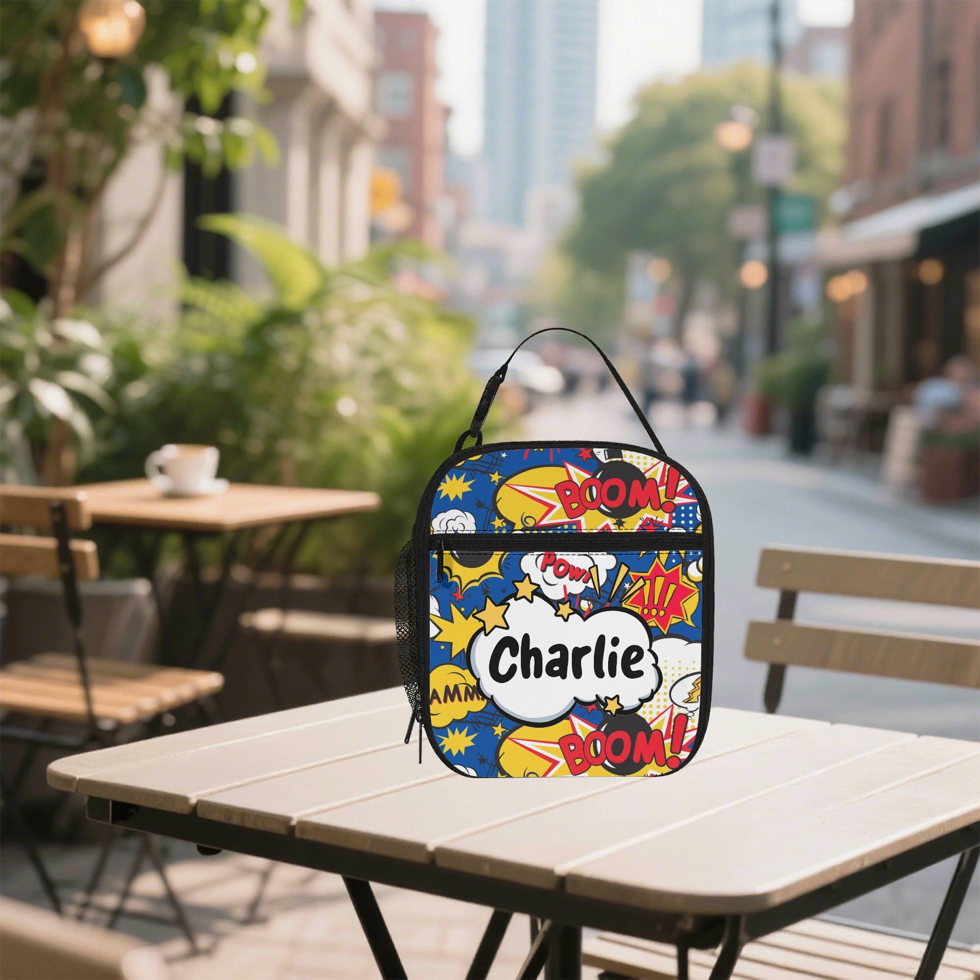Personalised - Comic Book Blue - Insulated School Lunch Bag Default Title Personalised Lunch Bag Comic Printed Offshore