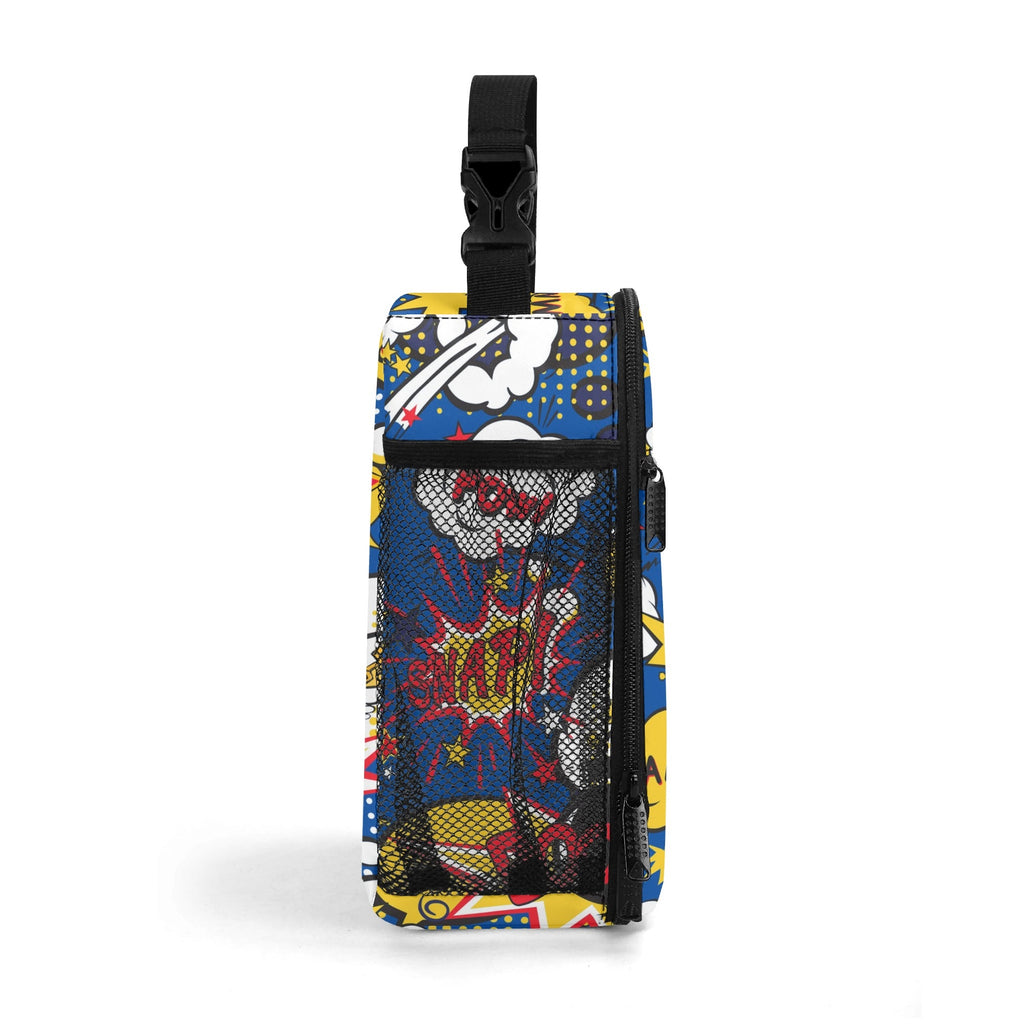 Personalised Comic Book Blue Insulated School Lunch Bag Personalised Lunch Bag Comic Printed Offshore