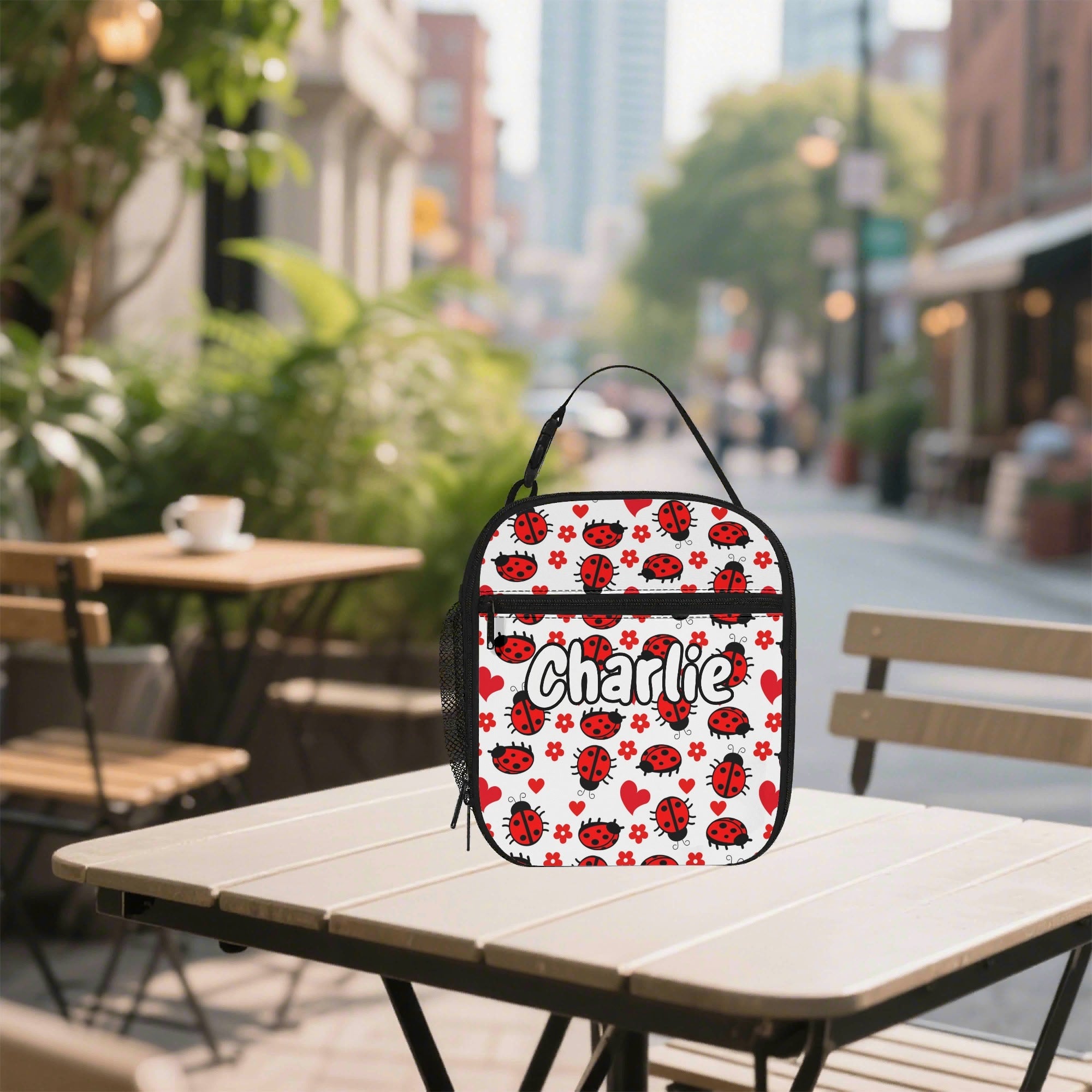Personalised - Ladybugs - Insulated School Lunch Bag Default Title Personalised Lunch Bag animal Printed Offshore