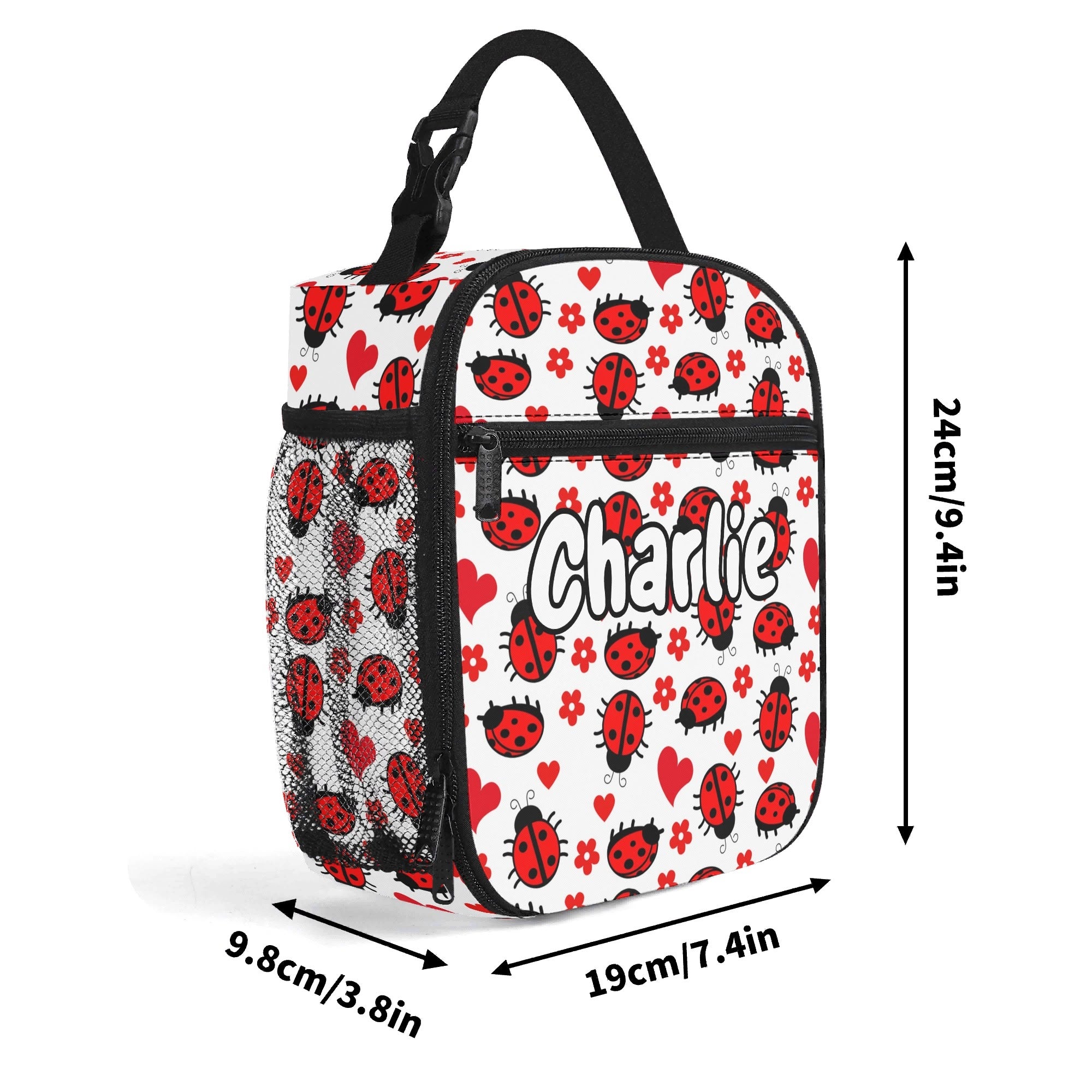 Personalised - Ladybugs - Insulated School Lunch Bag Personalised Lunch Bag animal Printed Offshore