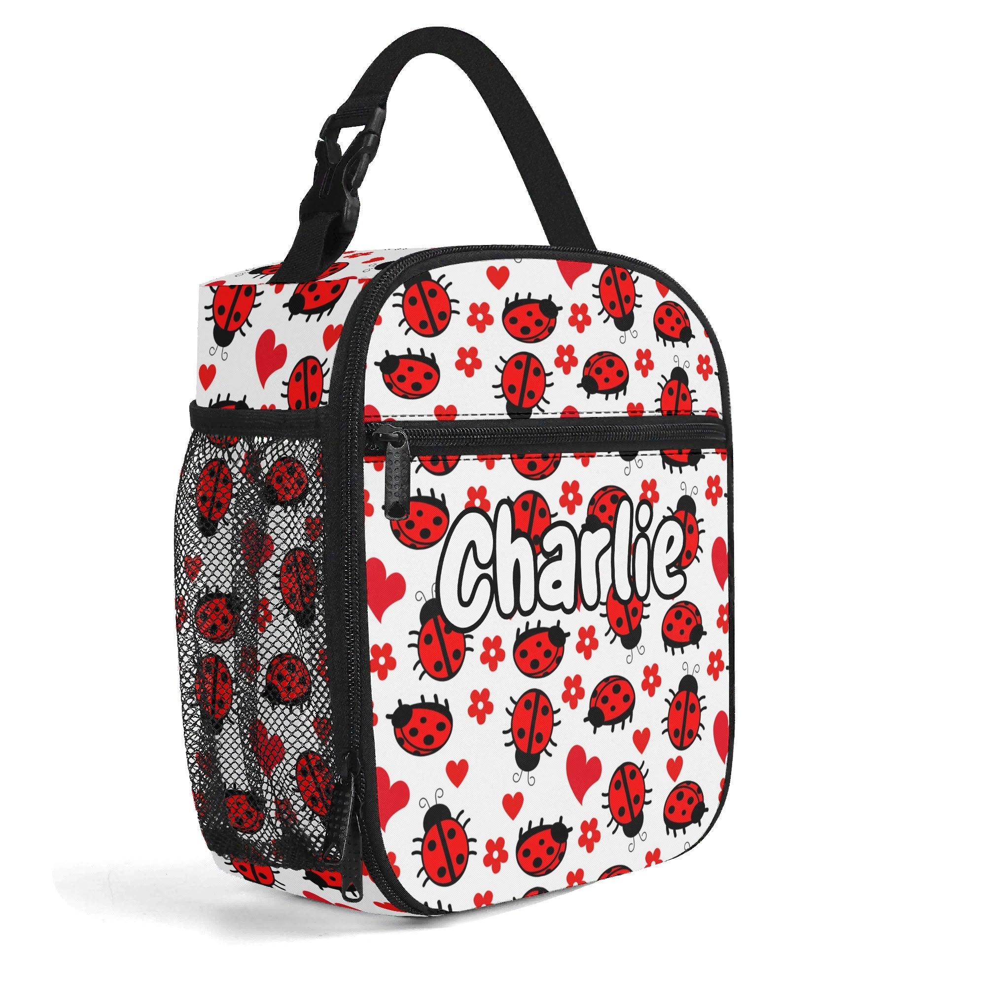 Personalised - Ladybugs - Insulated School Lunch Bag Personalised Lunch Bag animal Printed Offshore