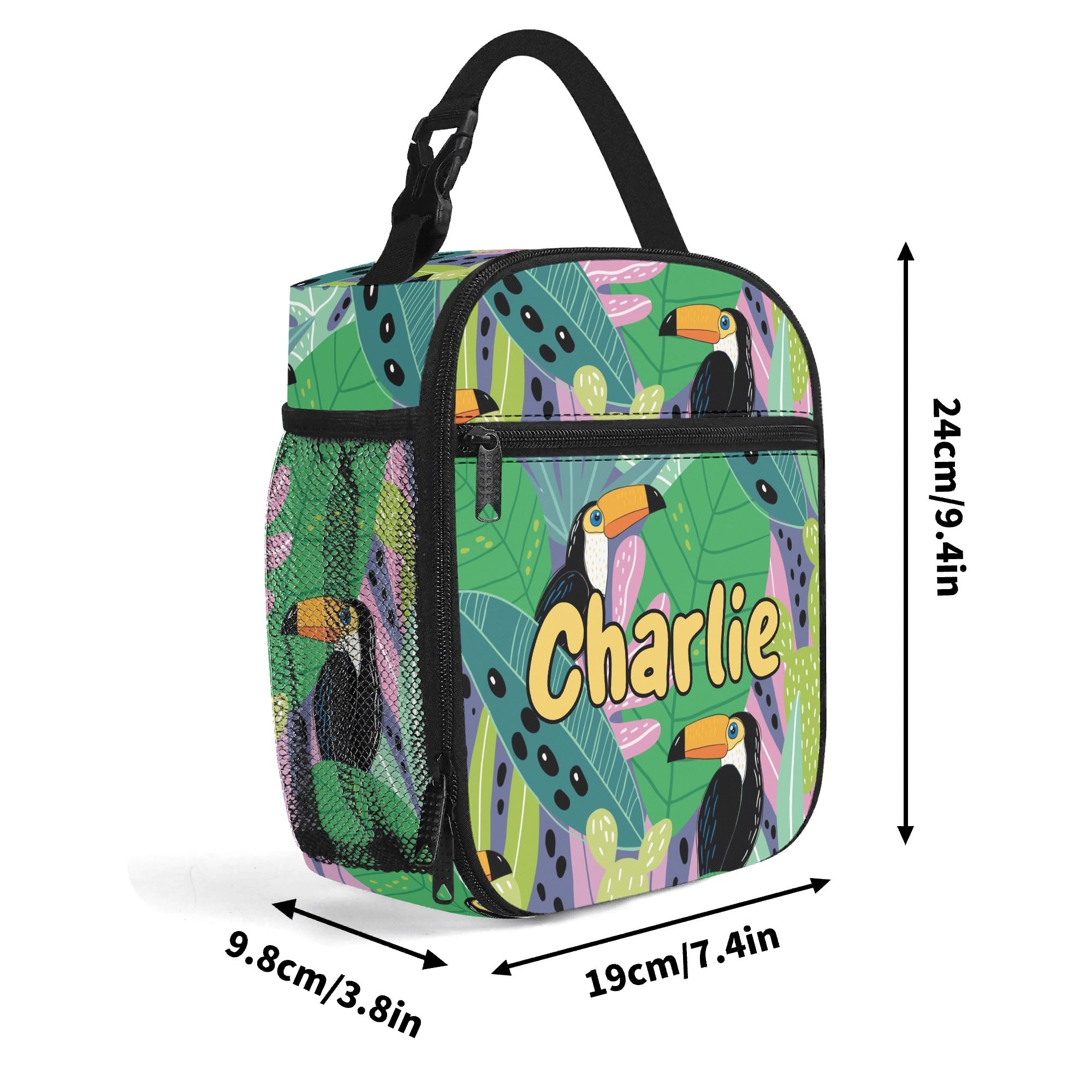 Personalised - Toucan Jungle - Insulated School Lunch Bag Personalised Lunch Bag animal Printed Offshore