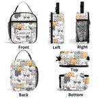 Personalised Cat Hello Insulated School Lunch Bag Personalised Lunch Bag animal Printed Offshore