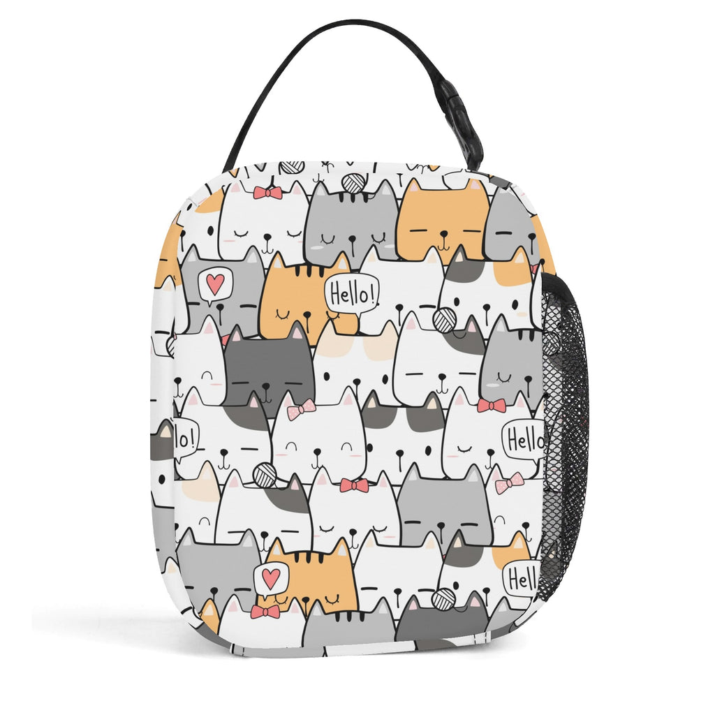 Personalised Cat Hello Insulated School Lunch Bag Personalised Lunch Bag animal Printed Offshore
