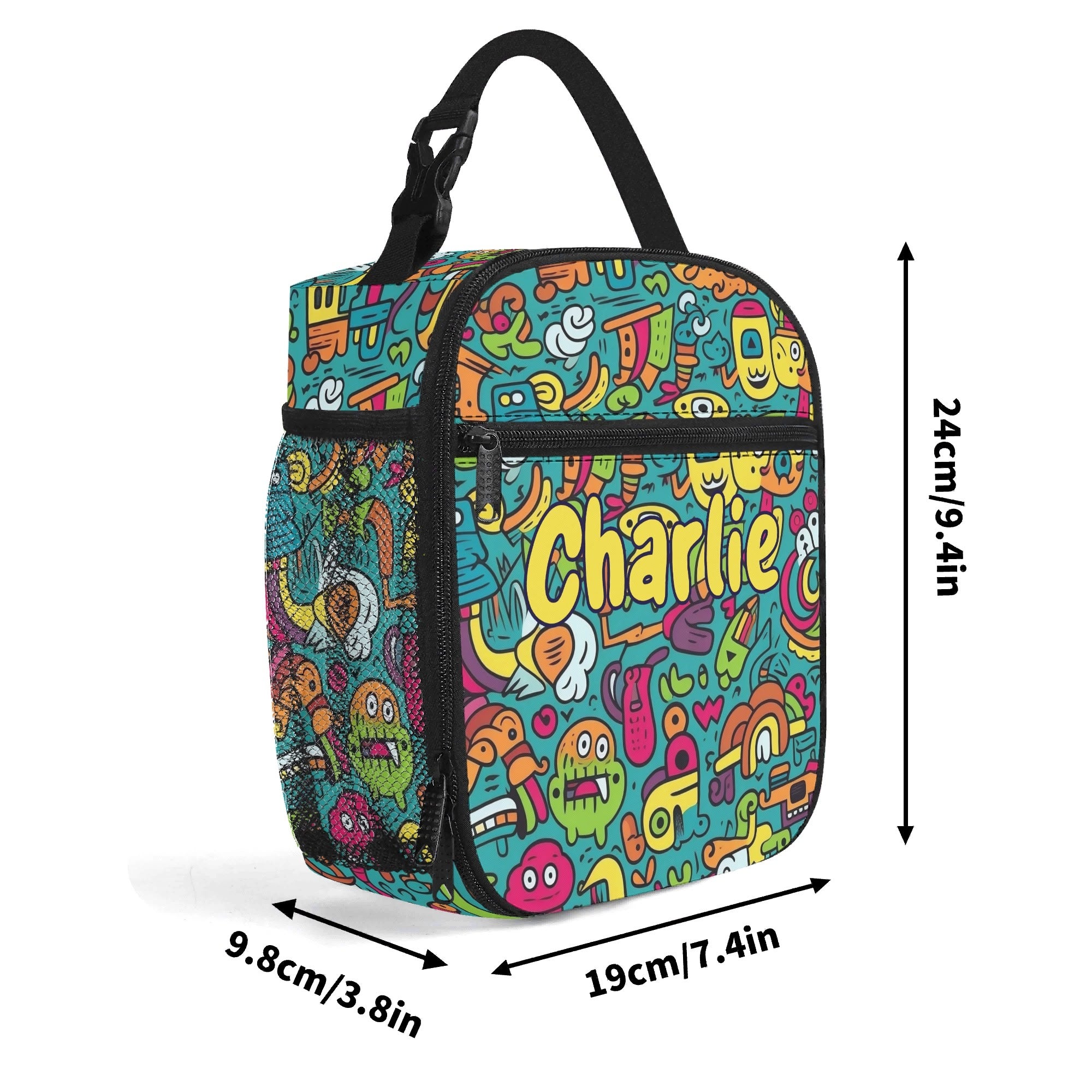 Personalised - Crazy Characters - Insulated School Lunch Bag Personalised Lunch Bag Printed Offshore Sci-Fi
