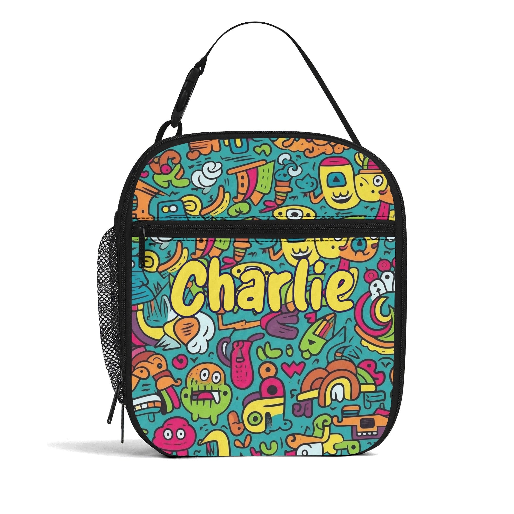 Personalised - Crazy Characters - Insulated School Lunch Bag Personalised Lunch Bag Printed Offshore Sci-Fi
