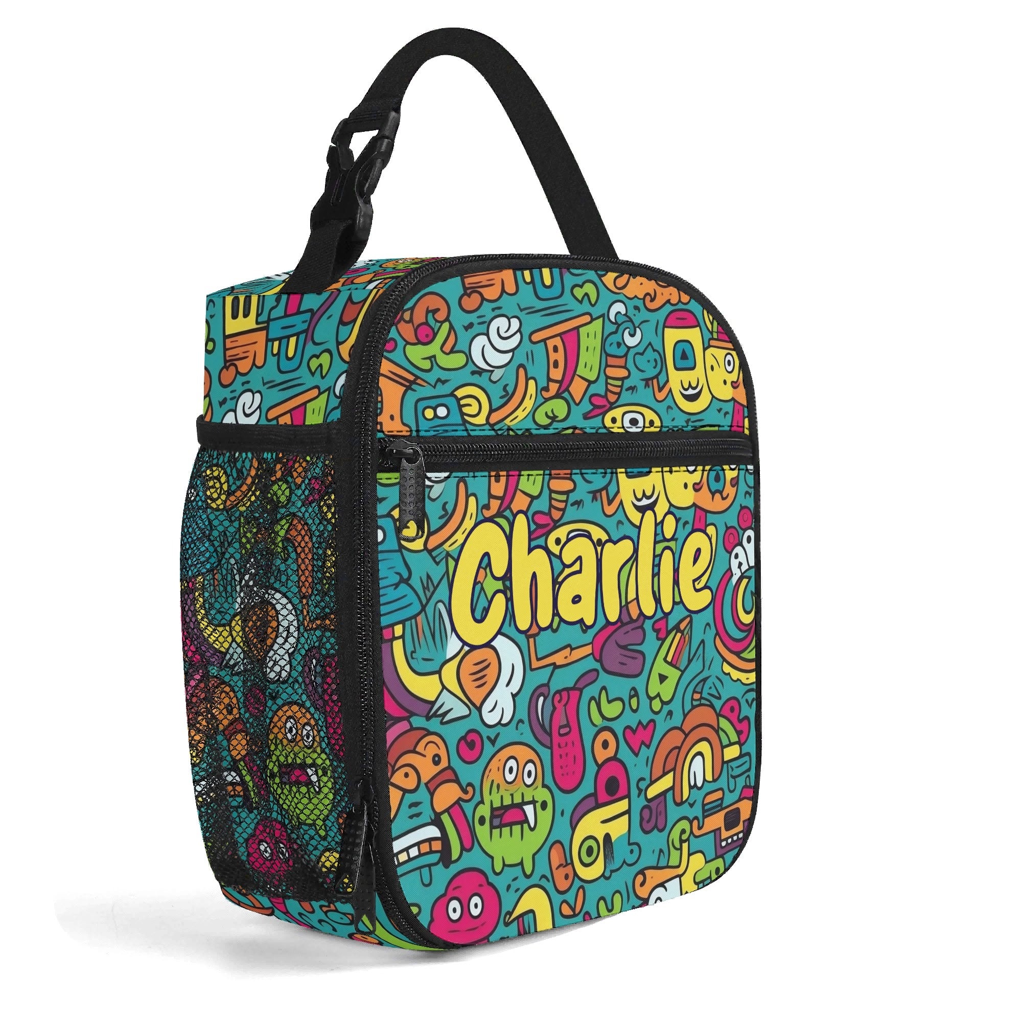 Personalised - Crazy Characters - Insulated School Lunch Bag Personalised Lunch Bag Printed Offshore Sci-Fi