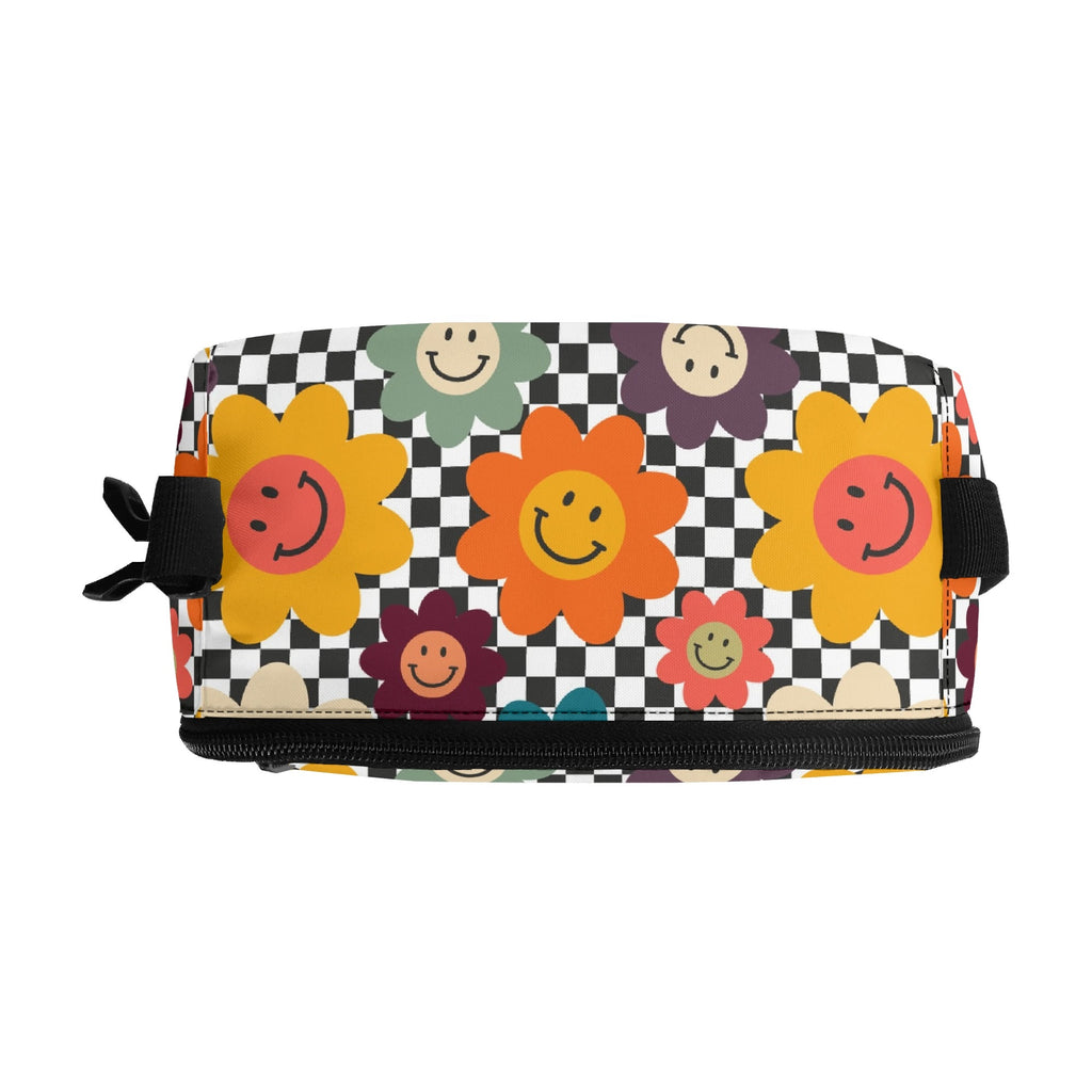 Personalised Happy Retro Flowers Insulated School Lunch Bag Personalised Lunch Bag Printed Offshore Retro