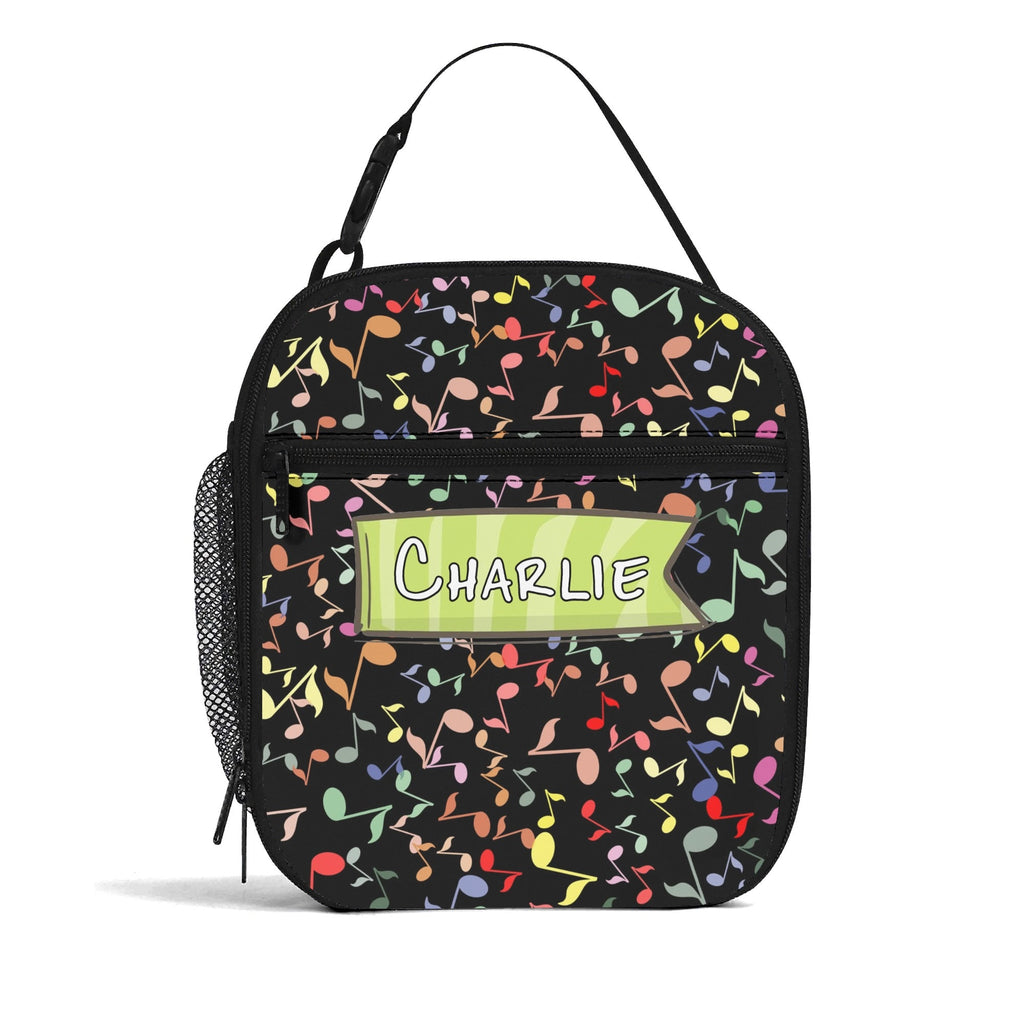 Personalised - Colourful Music Notes - Insulated School Lunch Bag Personalised Lunch Bag Music Printed Offshore