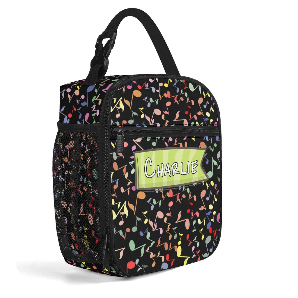 Personalised - Colourful Music Notes - Insulated School Lunch Bag Personalised Lunch Bag Music Printed Offshore