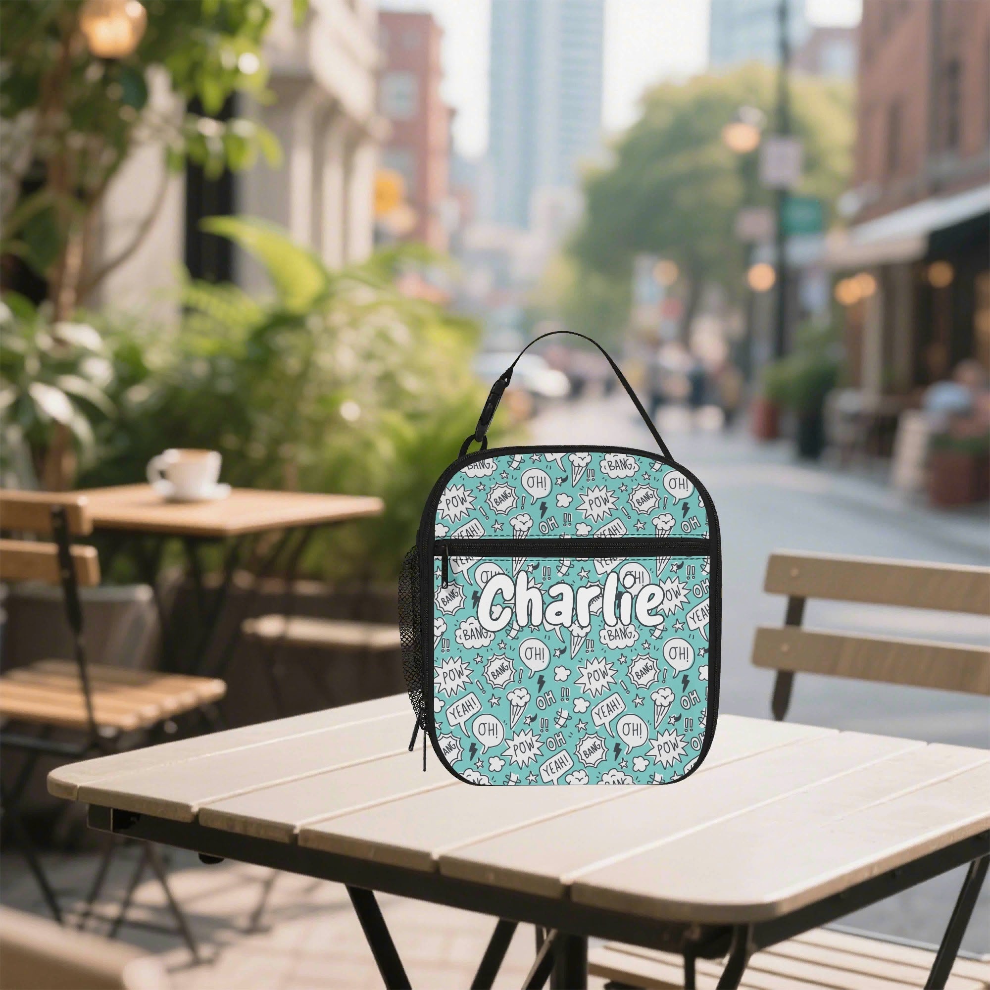 Personalised - Comic Book Speech Bubbles - Insulated School Lunch Bag Default Title Personalised Lunch Bag Comic Printed Offshore
