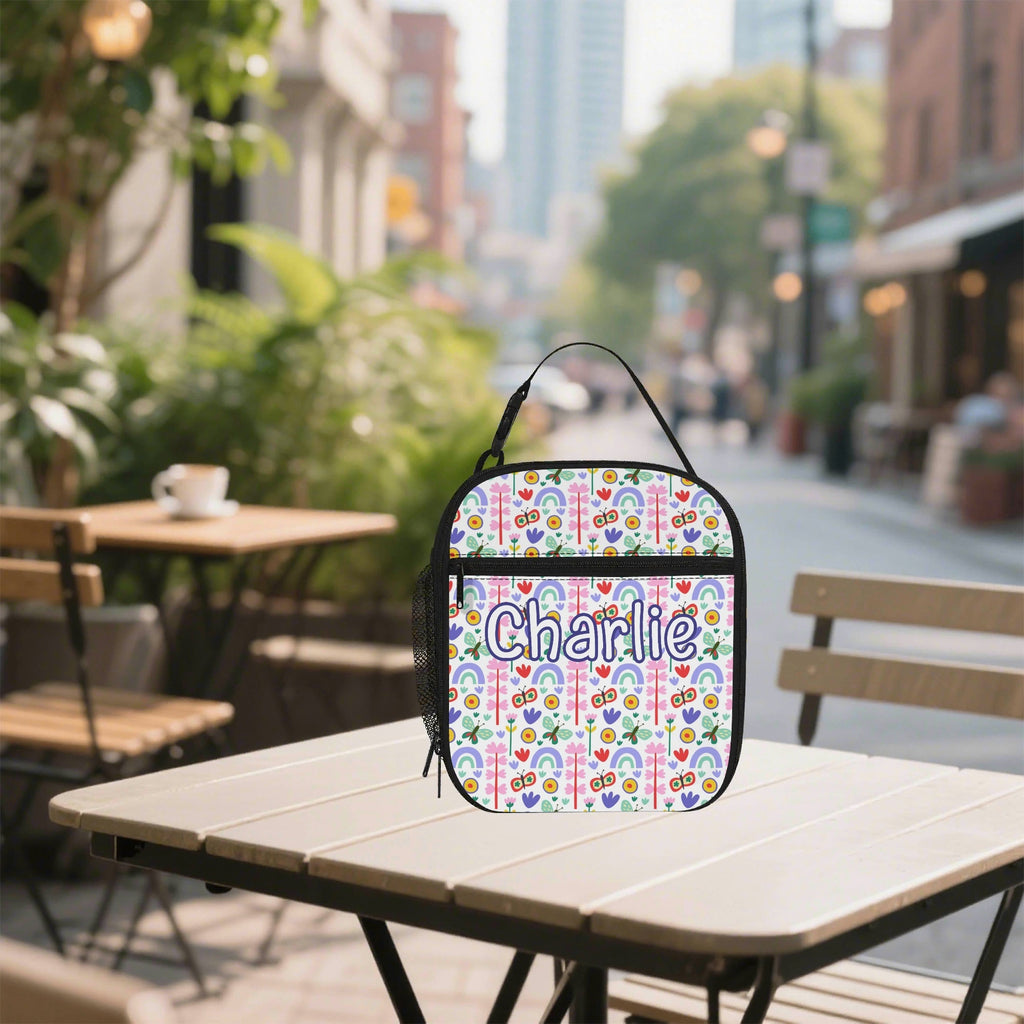 Personalised - Flowers And Butterflies - Insulated School Lunch Bag Default Title Personalised Lunch Bag Plants Printed Offshore