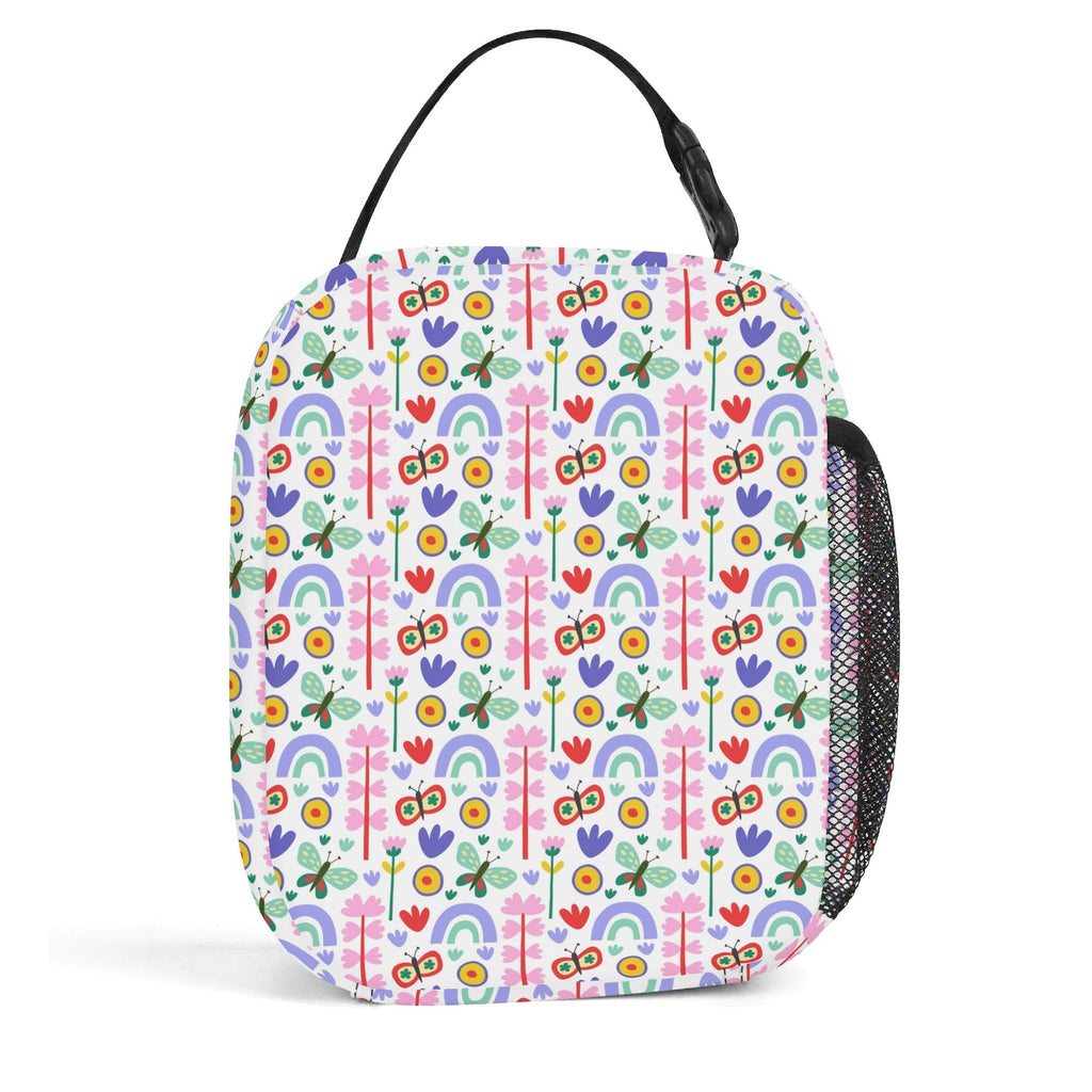 Personalised - Flowers And Butterflies - Insulated School Lunch Bag Personalised Lunch Bag Plants Printed Offshore