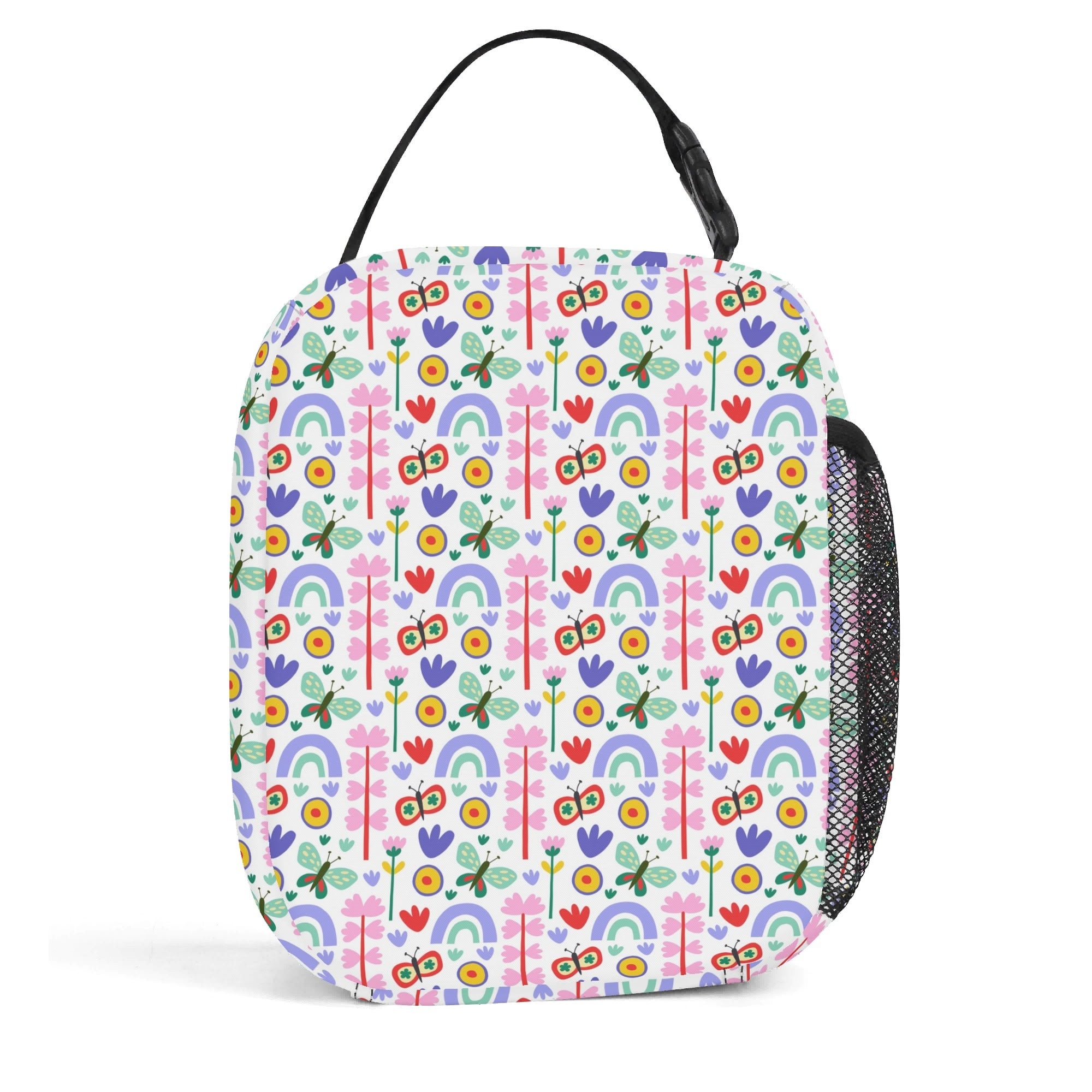 Personalised - Flowers And Butterflies - Insulated School Lunch Bag Personalised Lunch Bag Plants Printed Offshore