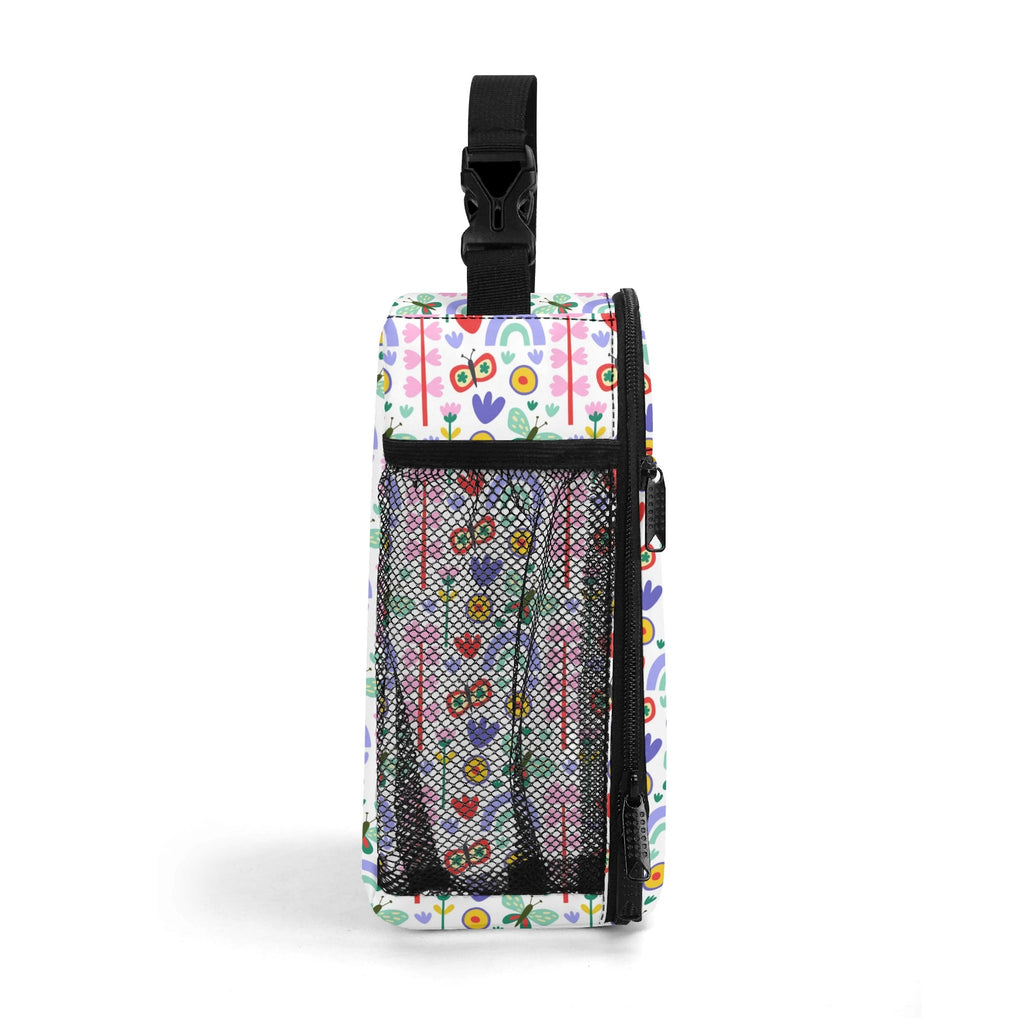 Personalised - Flowers And Butterflies - Insulated School Lunch Bag Personalised Lunch Bag Plants Printed Offshore