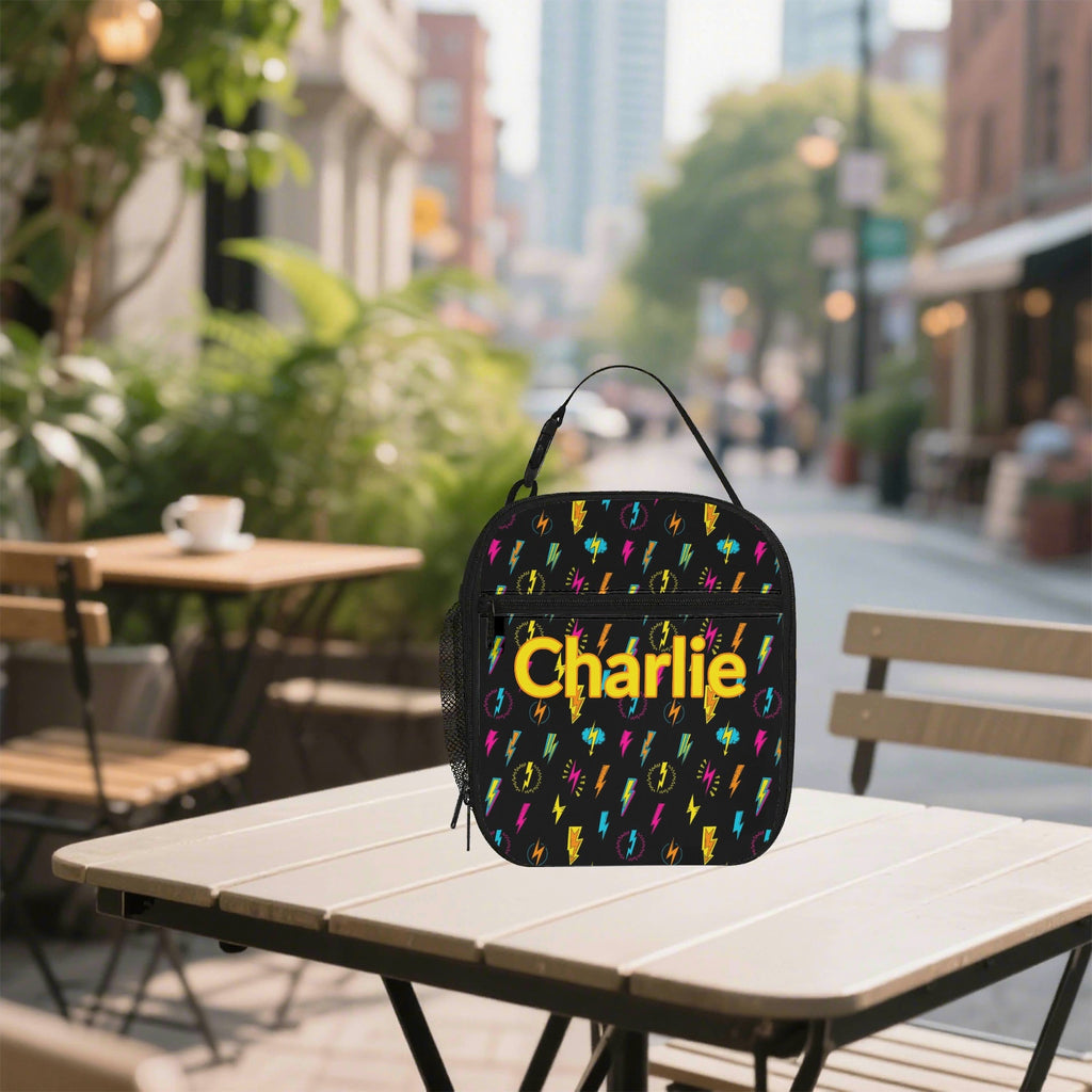 Personalised - Fun Lightning - Insulated School Lunch Bag Default Title Personalised Lunch Bag Comic Printed Offshore