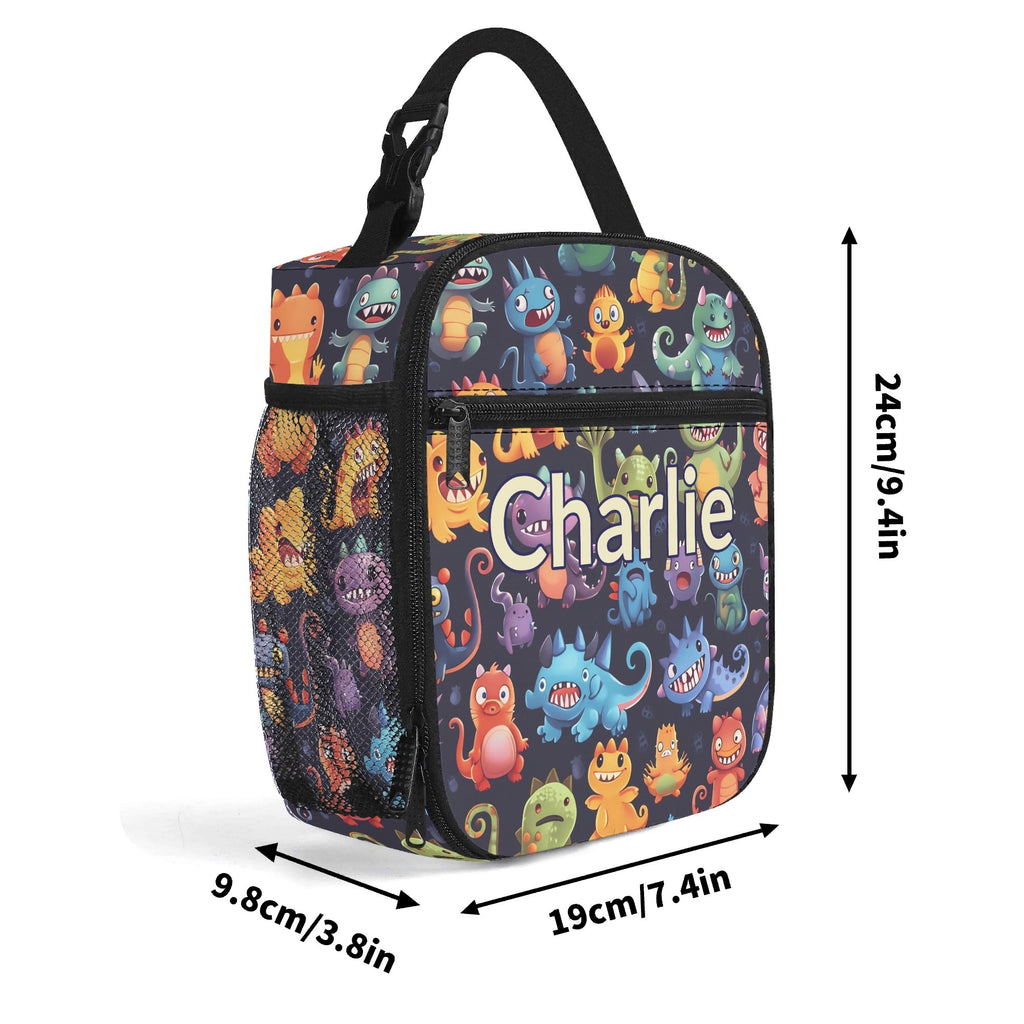 Personalised - Monster Mania - Insulated School Lunch Bag Personalised Lunch Bag Printed Offshore Si-Fi
