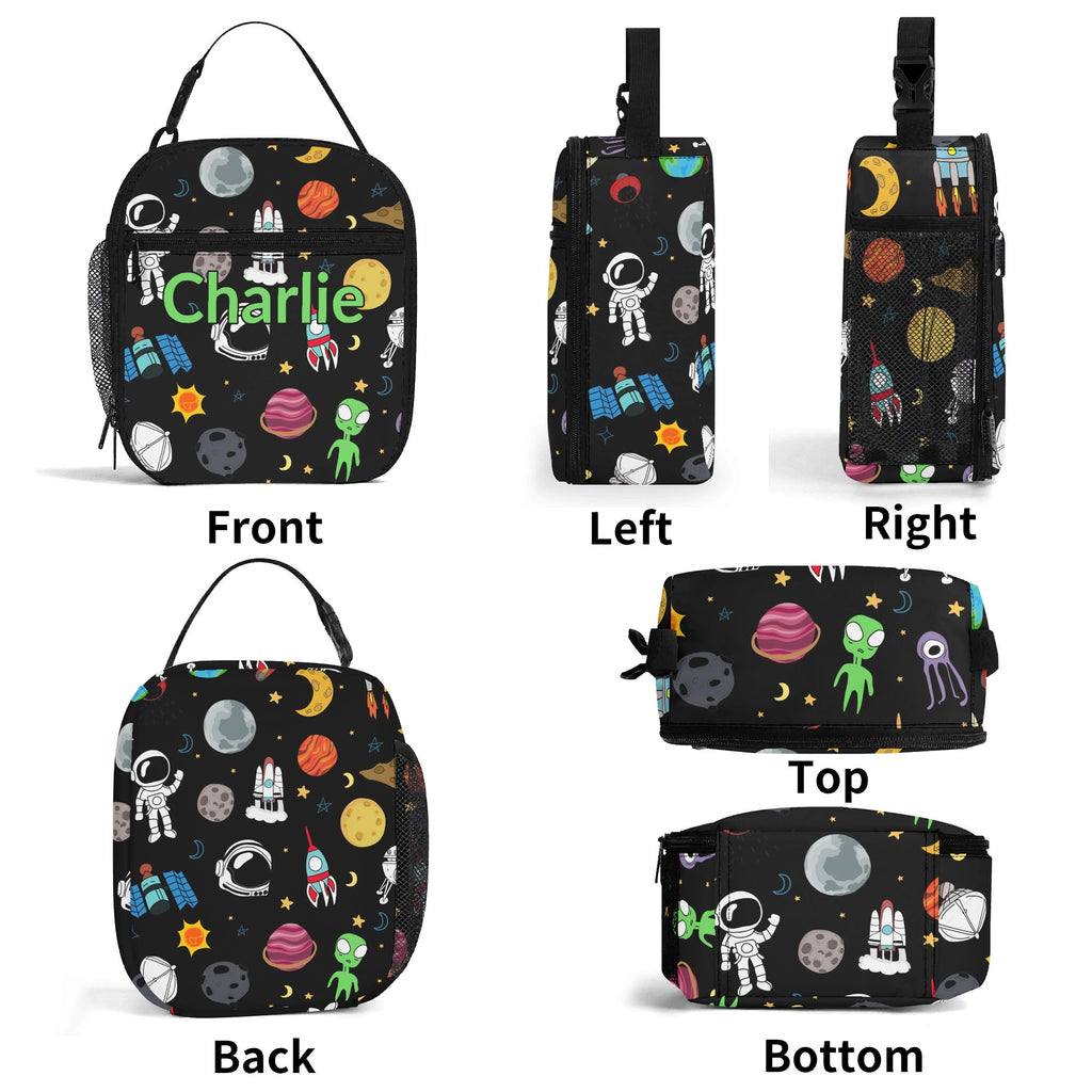 Personalised - Kids Space - Insulated School Lunch Bag Personalised Lunch Bag Printed Offshore Sci-Fi Space