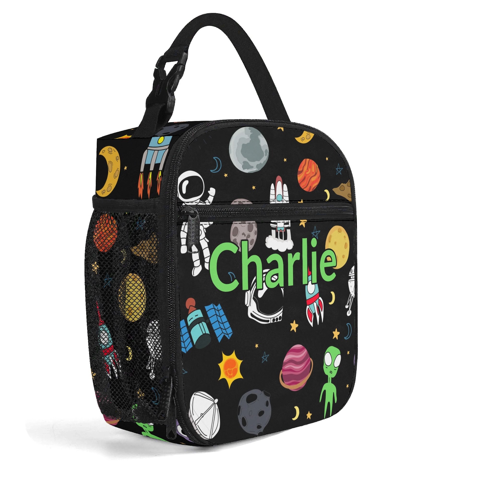 Personalised - Kids Space - Insulated School Lunch Bag Personalised Lunch Bag Printed Offshore Sci-Fi Space