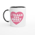 I Teach Sweet Hearts White 11oz Ceramic Mug with Colour Inside Ceramic Black Colour 11oz Mug Globally Fulfilled Teacher
