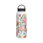 Australian Native Flowers Stainless Steel Water Bottle, Handle Lid White 32oz Stainless Steel Water Bottle With Handle Lid Globally Fulfilled Plants