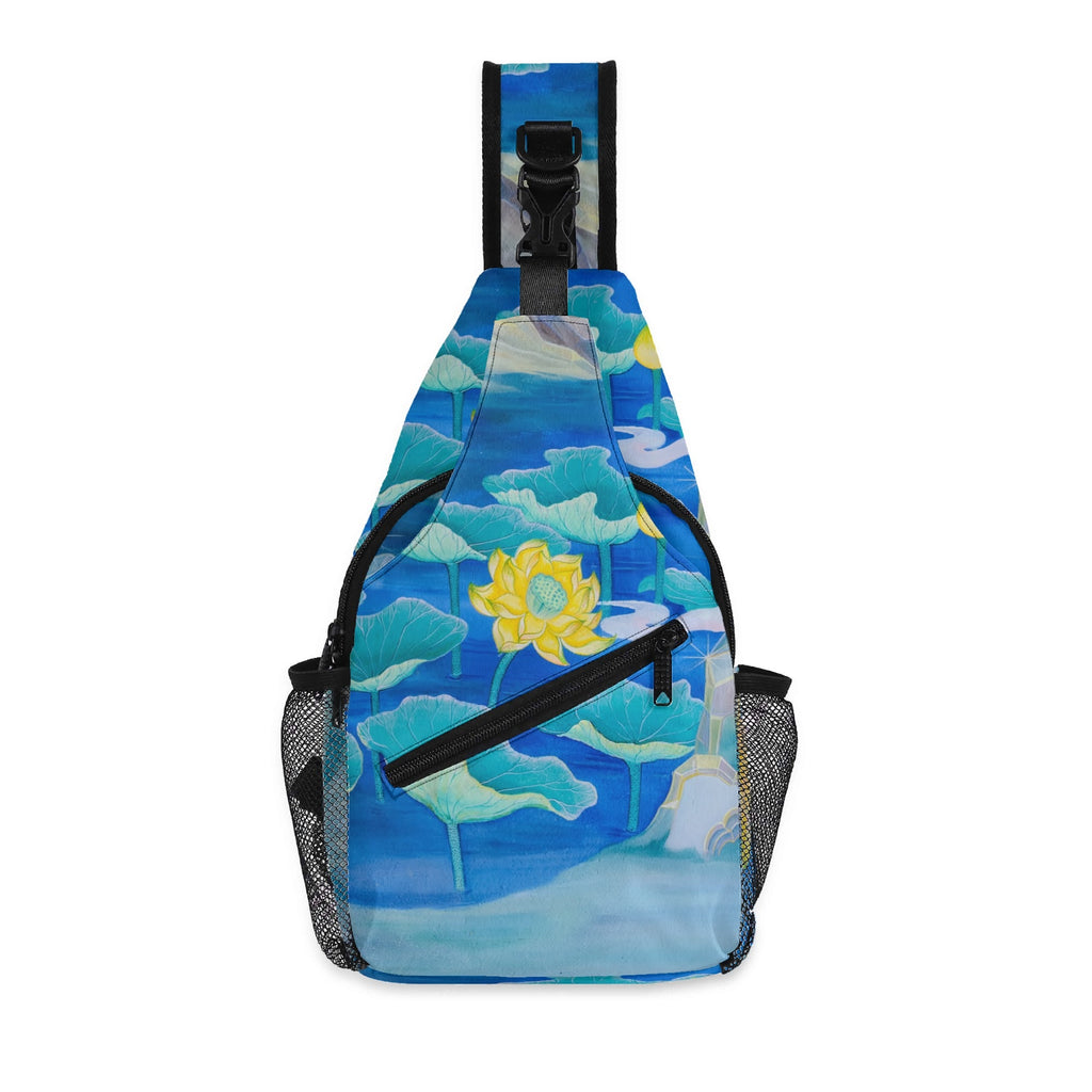 Water Flower Chest Crossbody Bag with Adjustable Strap Default Title