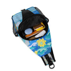 Water Flower Chest Crossbody Bag with Adjustable Strap