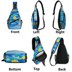 Water Flower Chest Crossbody Bag with Adjustable Strap