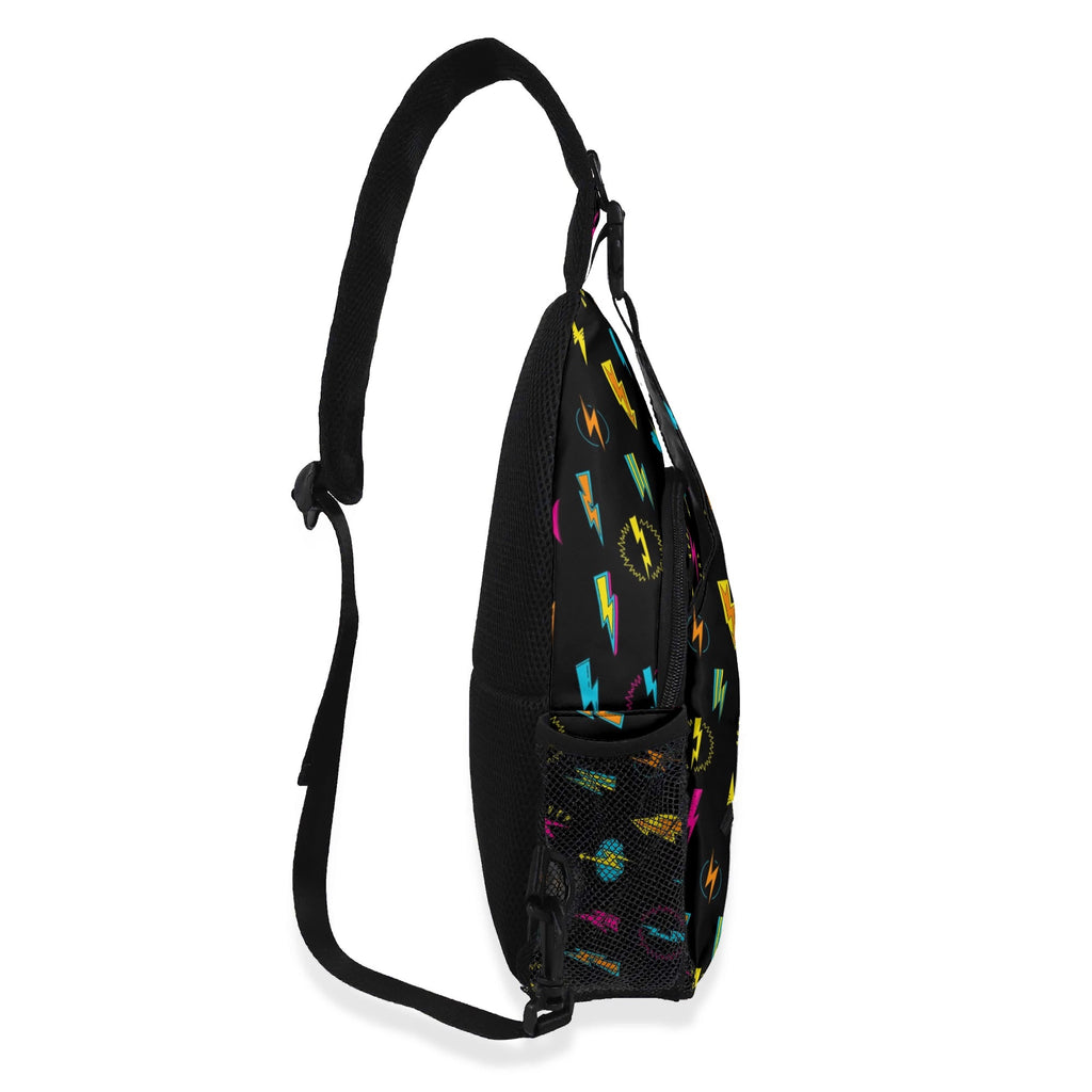 Fun Lightning Chest Crossbody Bag with Adjustable Strap Chest Crossbody Bag comic Printed Offshore