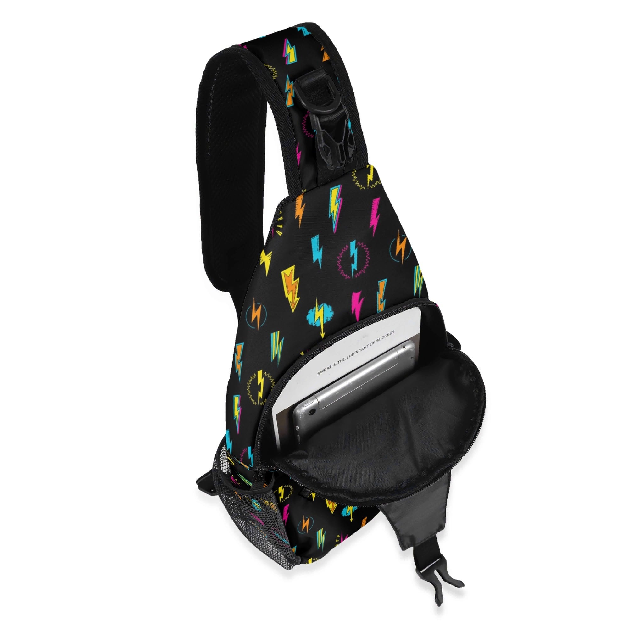 Fun Lightning Chest Crossbody Bag with Adjustable Strap Chest Crossbody Bag comic Printed Offshore