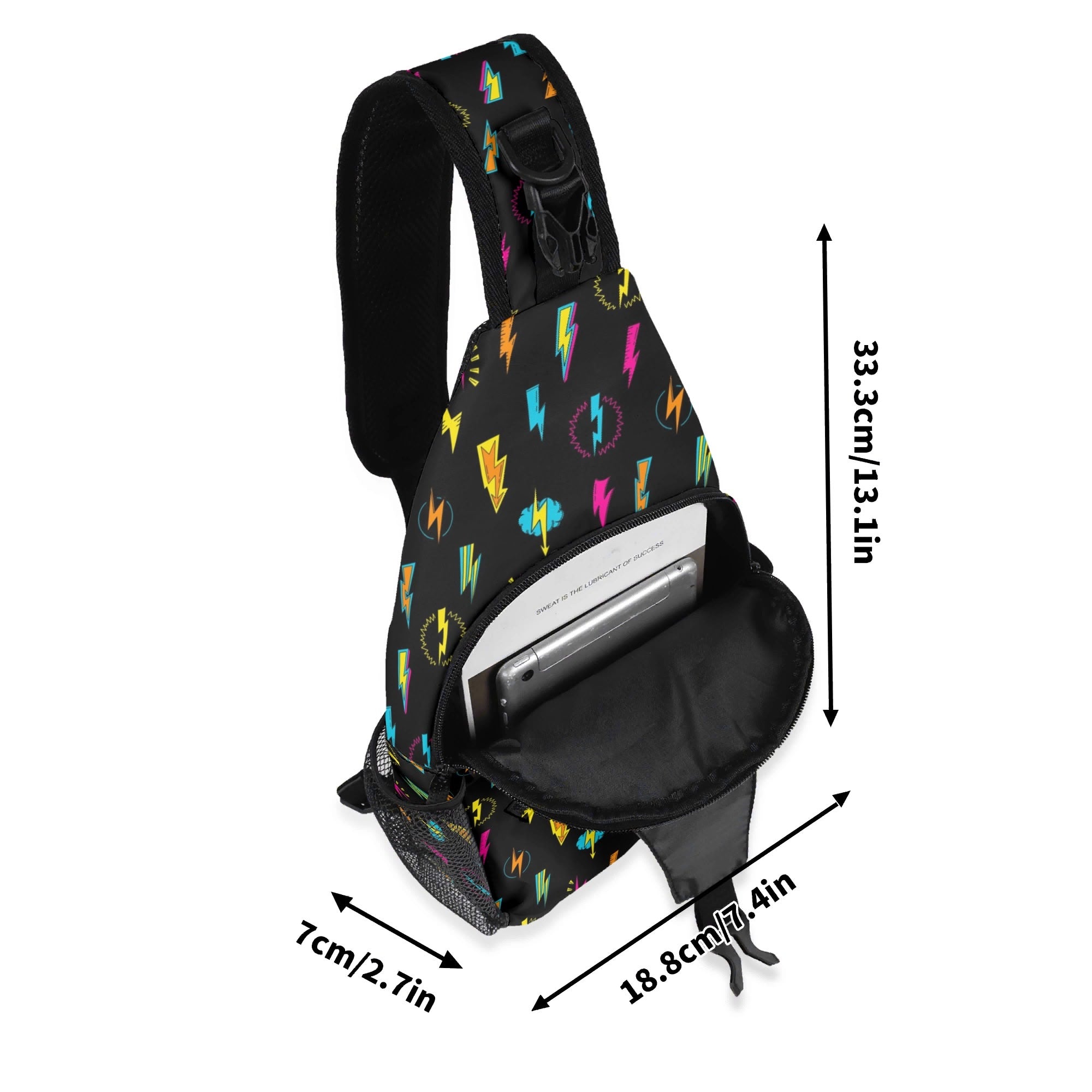 Fun Lightning Chest Crossbody Bag with Adjustable Strap Chest Crossbody Bag comic Printed Offshore