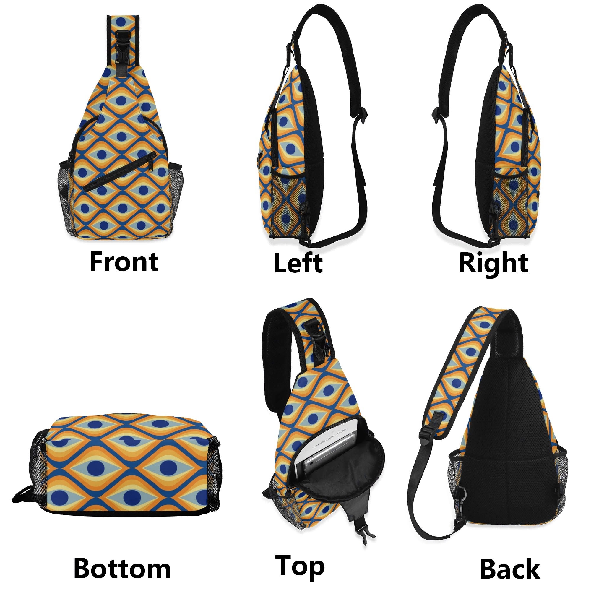 Retro Eyes Chest Crossbody Bag with Adjustable Strap Chest Crossbody Bag Printed Offshore Retro