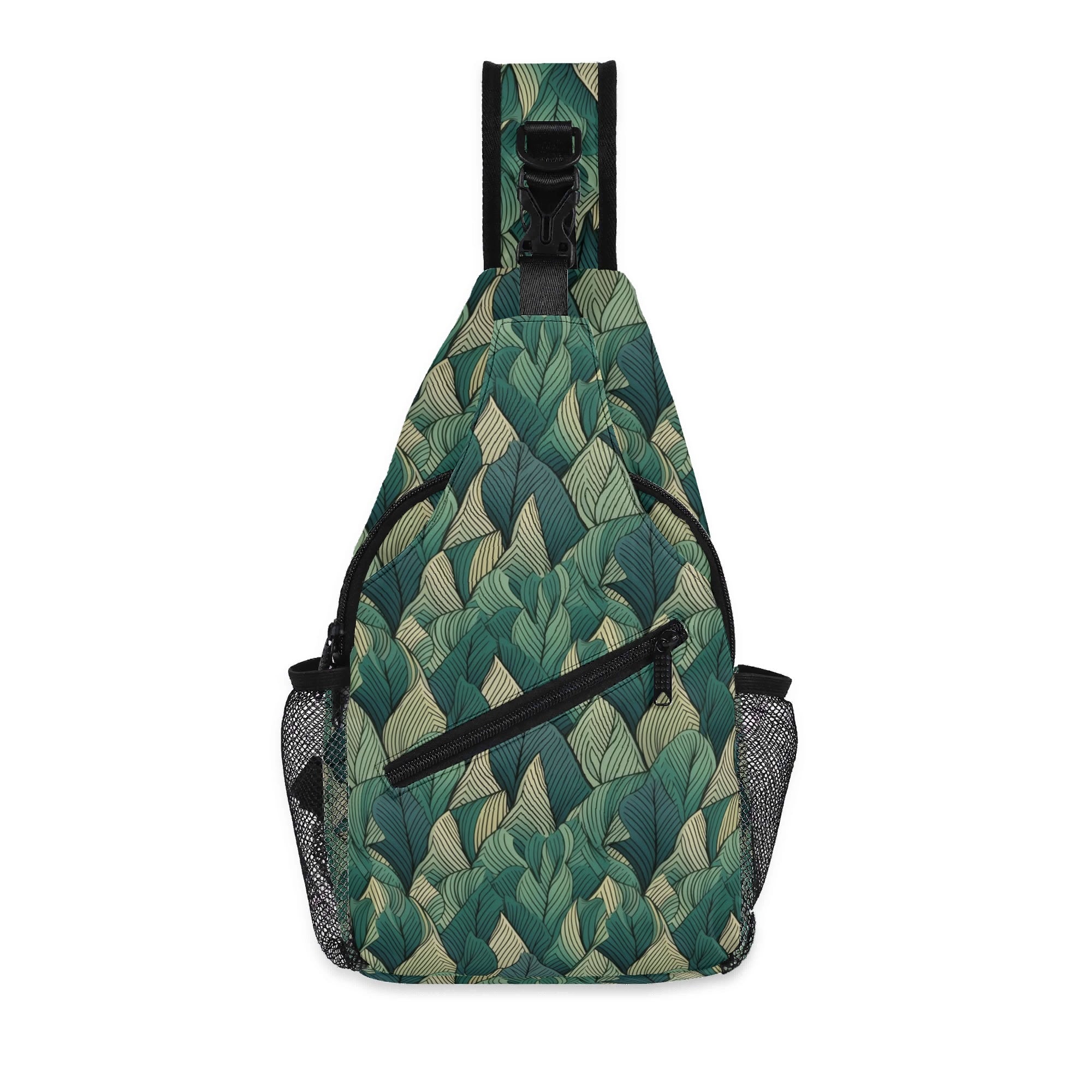 Leaf Pattern Chest Crossbody Bag with Adjustable Strap Default Title Chest Crossbody Bag Plants Printed Offshore