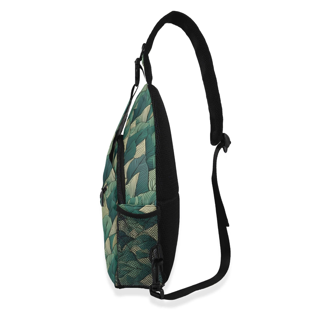 Leaf Pattern Chest Crossbody Bag with Adjustable Strap Chest Crossbody Bag Plants Printed Offshore