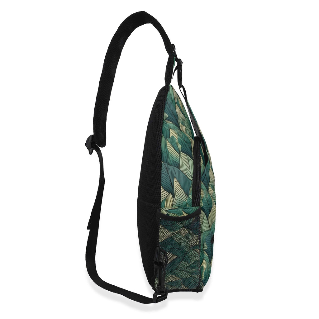 Leaf Pattern Chest Crossbody Bag with Adjustable Strap Chest Crossbody Bag Plants Printed Offshore