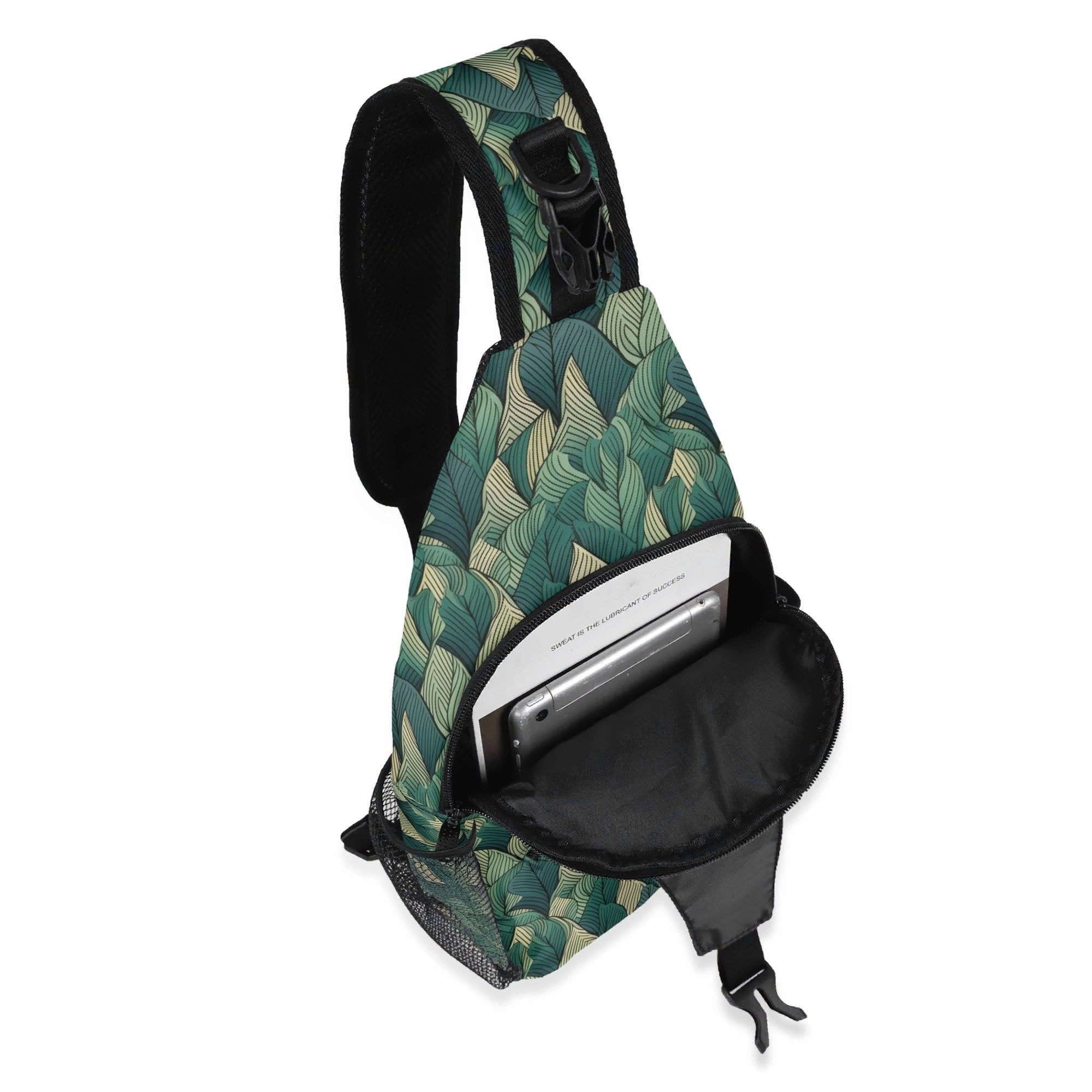 Leaf Pattern Chest Crossbody Bag with Adjustable Strap Chest Crossbody Bag Plants Printed Offshore