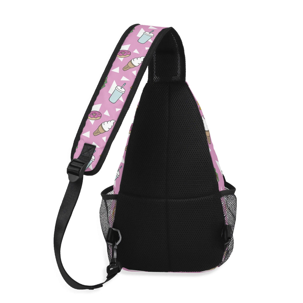 Fast Food Chest Crossbody Bag with Adjustable Strap Chest Crossbody Bag Food Printed Offshore
