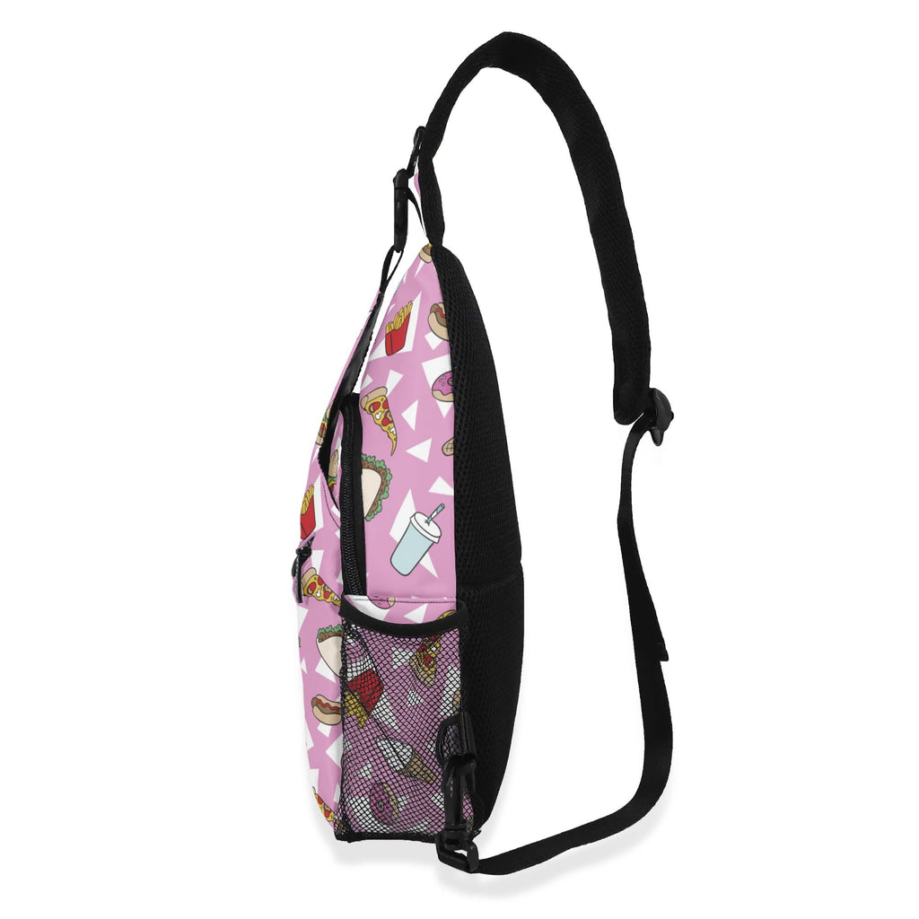 Fast Food Chest Crossbody Bag with Adjustable Strap Chest Crossbody Bag Food Printed Offshore